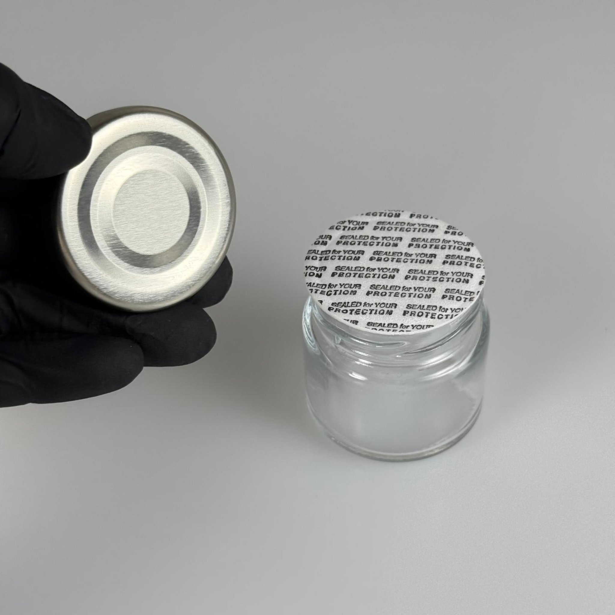 41 CC KÜT BOYUNLU CAM KAVANOZ - GÜMÜŞ KAPAKLI + SIZDIRMAZ KÖPÜK CONTALI