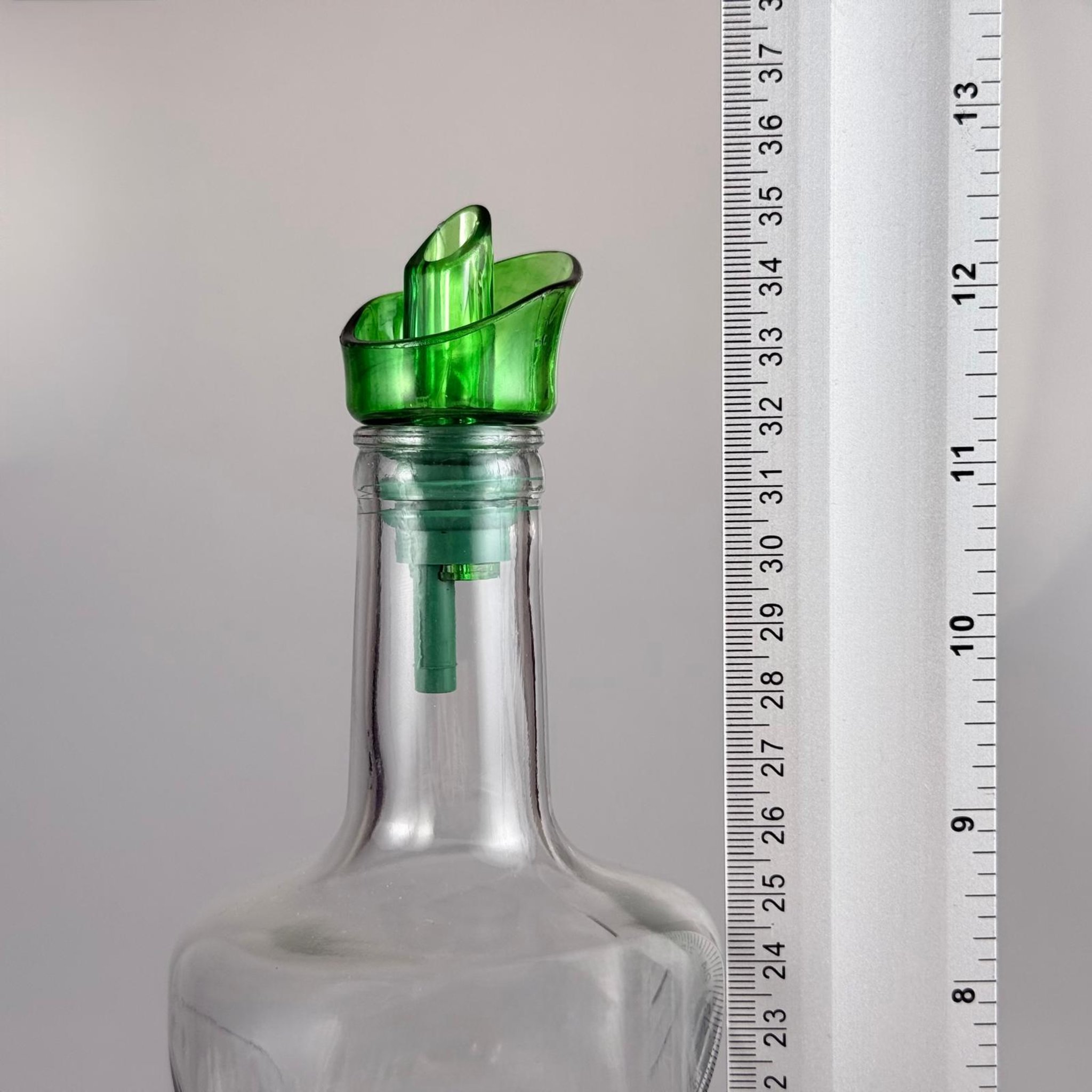 1000 CC DESENLİ DORİKA ŞEFFAF CAM ŞİŞE + HAVUZLU AÇIK YEŞİL AKITICILI TAKIM - 1000 ML MANTAR TIPALI ÇAKMA AĞIZ  CAM ŞİŞE