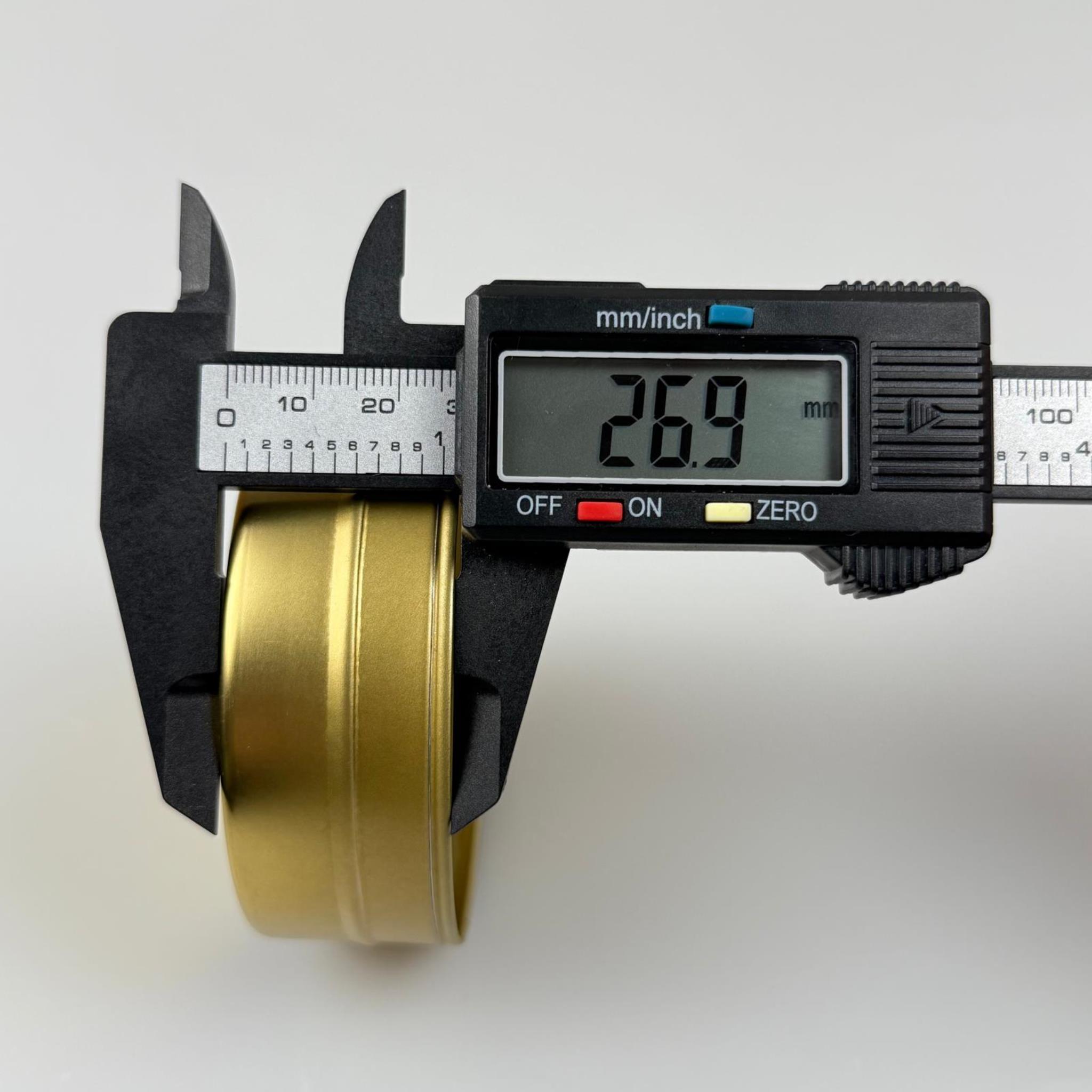 100 CC TENEKE KUTU - GOLD - KAPAKSIZ - METAL AMBALAJ - MUM TENEKESİ 74 X 27 MM