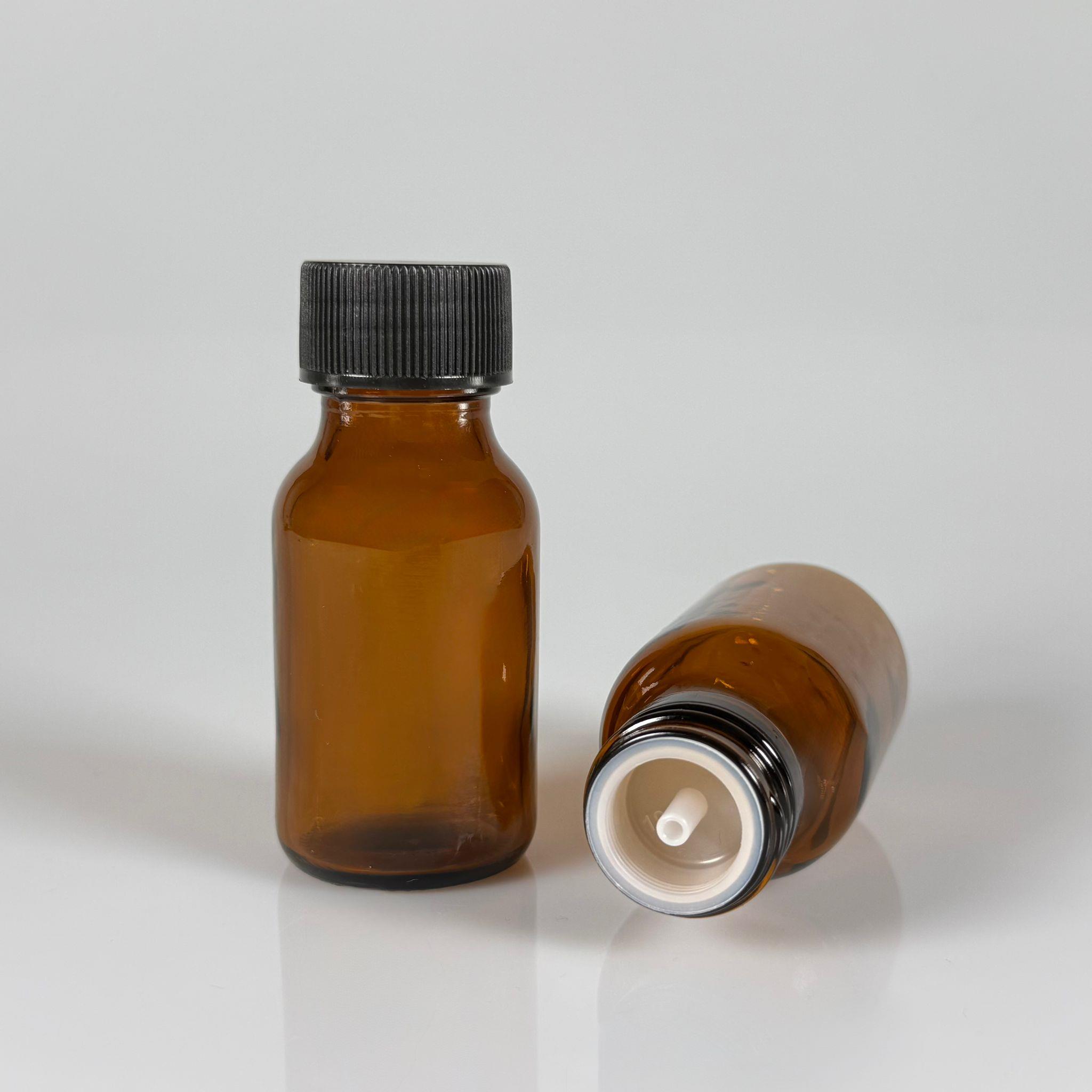 50 ML DOLUMU KOLAY, GENİŞ AĞIZLI İÇTEN DAMLALIKLI ŞİŞE (28 MM AĞIZ)  - 50 CC SİYAH CONTALI KAPAKLI İÇTEN DAMLALIKLI CAM ECZA ŞİŞESİ - AMBER KAHVERENGİ