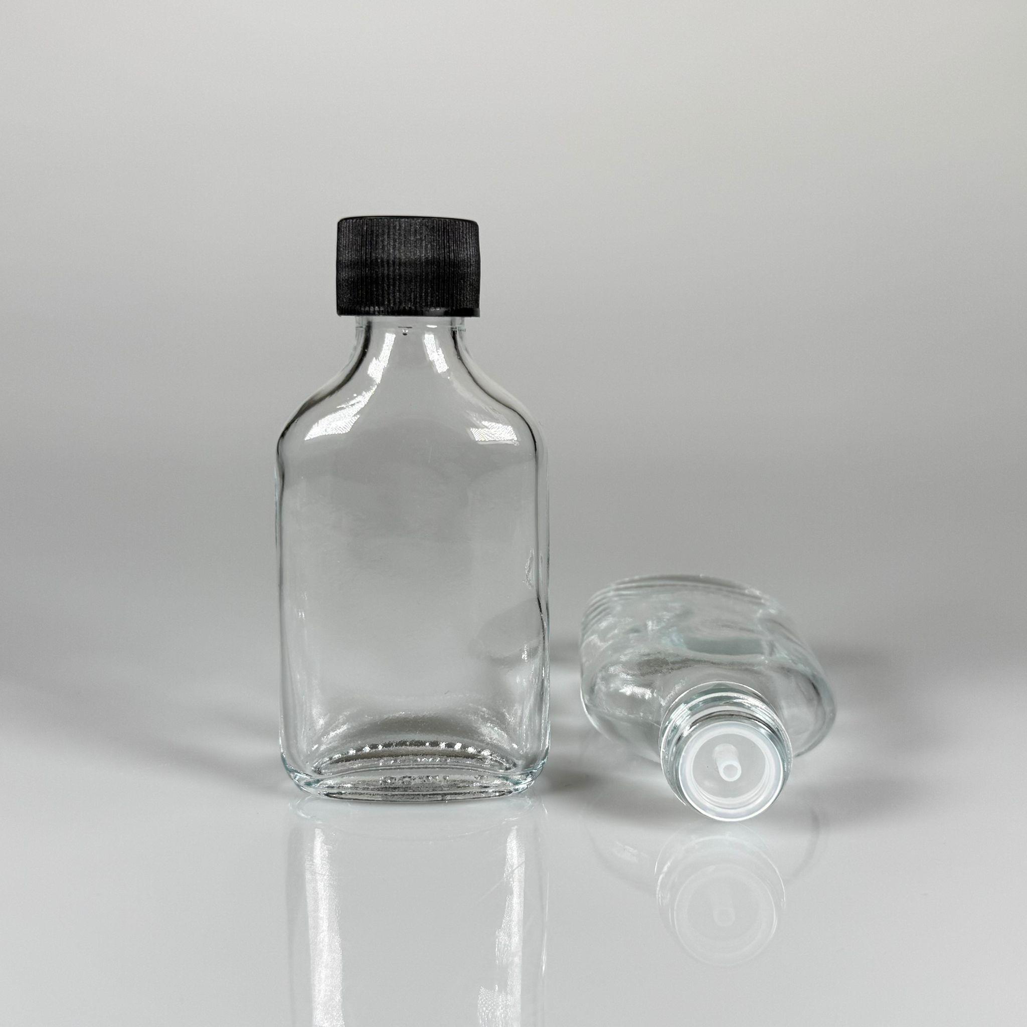 50 CC YASSI CAM ŞİŞE - SİYAH PLASTİK KAPAKLI KOLONYA TIPALI - 50 ML COLD BREW KOLONYA CAM ŞİŞESİ (TIPA İLE KULLANMAK İÇİN KAPAK CONTASI ÇIKARILIR)