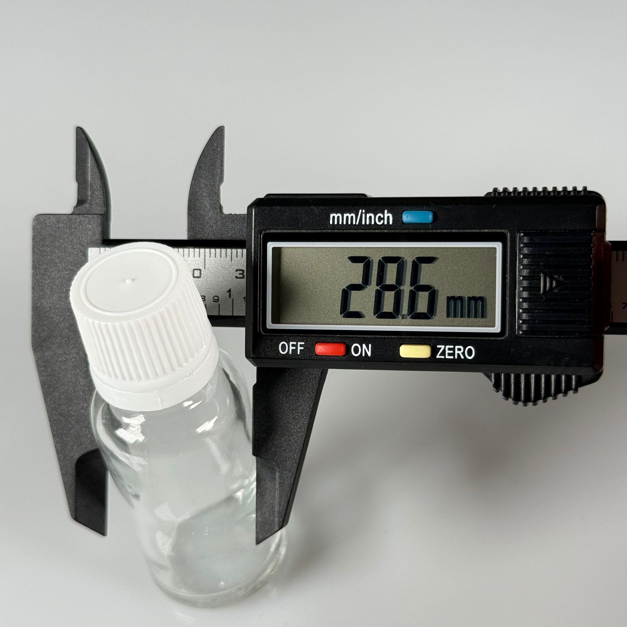 20 CC CAM ŞEFFAF KİLİTLİ, KENDİNDEN CONTALI BEYAZ KAPAKLI - 20 ML DAR AĞIZLI İLAÇ ŞİŞESİ