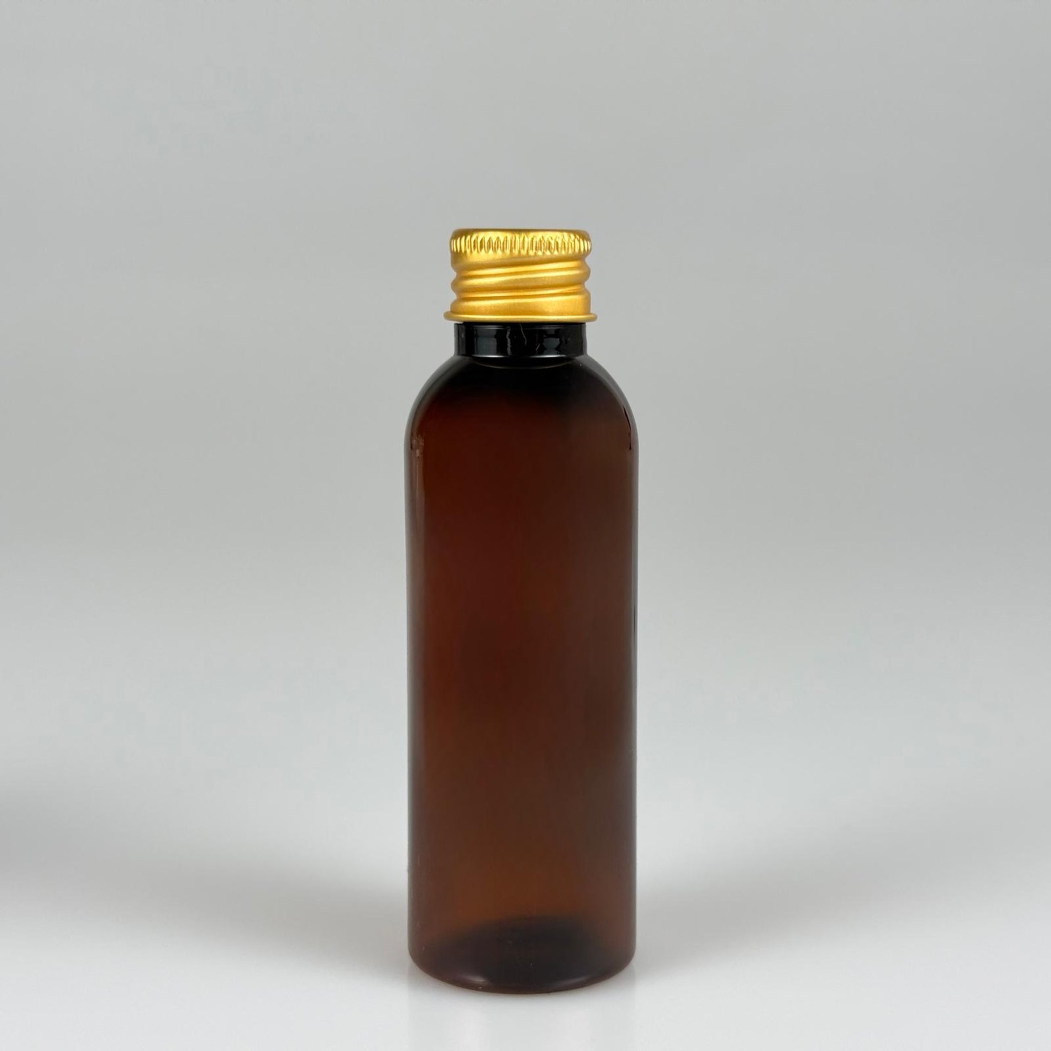 50 CC AMBER SİLİNDİR UZUN MODEL PET ŞİŞE + KÖPÜK CONTALI GOLD ALÜMİNYUM METAL KAPAKLI TAKIM - 50 ML KAHVERENGİ PLASTİK ŞİŞE