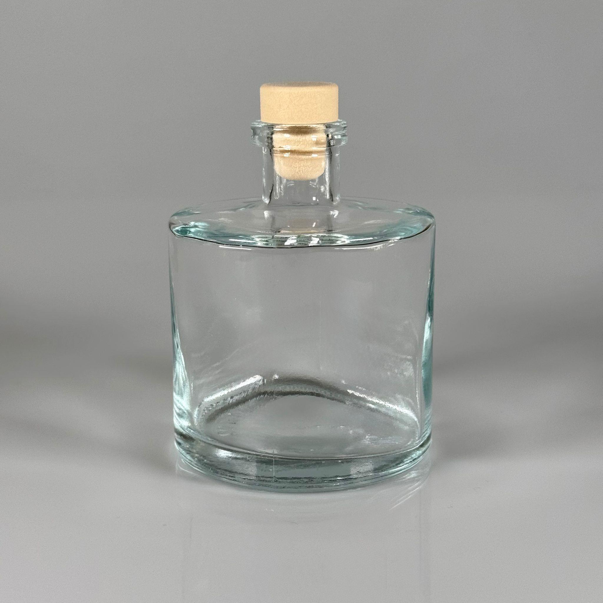 500 CC LÜKS SİLİNDİR CAM ŞİŞE + AHŞAP GÖRÜNÜMLÜ SENTETİK MANTAR TIPA - 500 ML TIPALI CAM ŞİŞE, DİFFUSER ŞİŞE, LÜX ESANS ŞİŞE