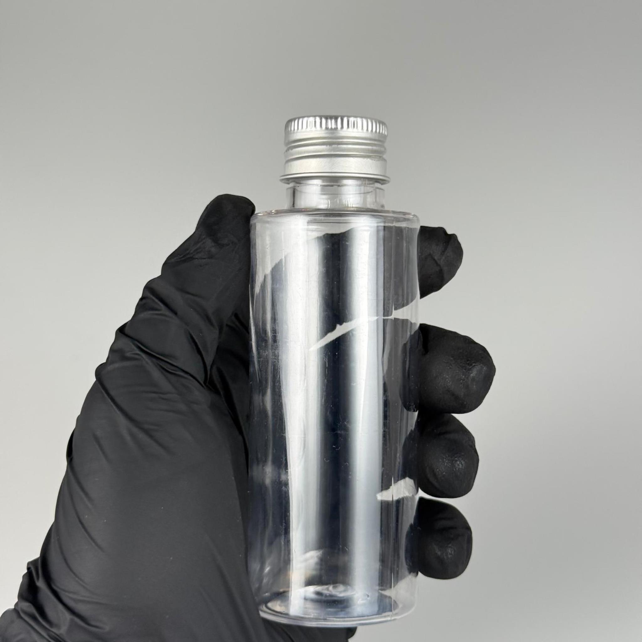 100 CC SİLİNDİR KESKİN KÜT MODEL SERT (17 GR) PET KOLONYA ŞİŞESİ 24 AĞIZ + KÖPÜK CONTALI GÜMÜŞ METAL ALÜMİNYUM KAPAK TAKIM - 100 ML KAPAKLI PLASTİK ŞİŞELER