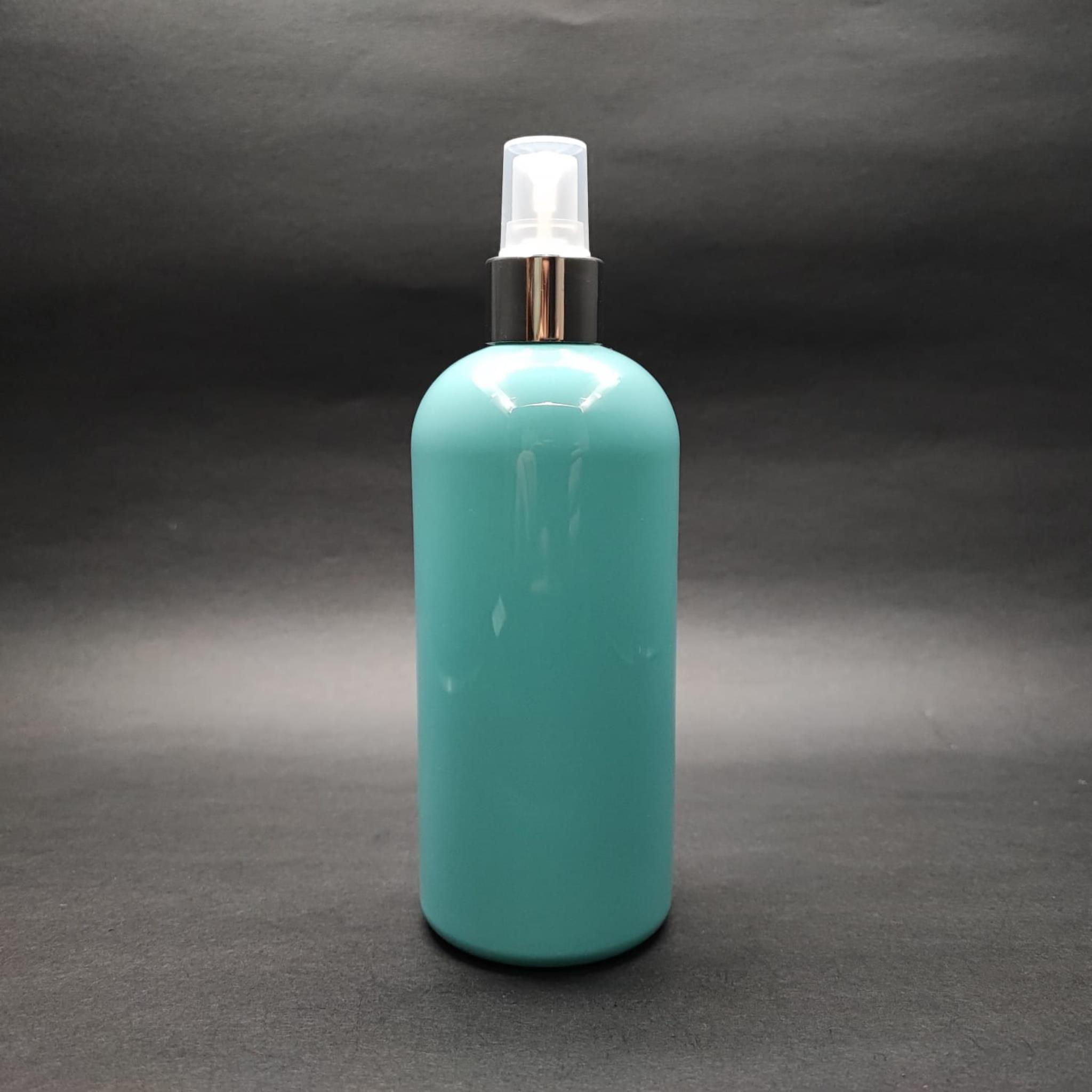 400 CC OVAL BOYUNLU SİLİNDİR PET ŞİŞE (30 GR) - GÜMÜŞ SPREYLİ - 400 ML PLASTİK ŞİŞE - TURKUAZ