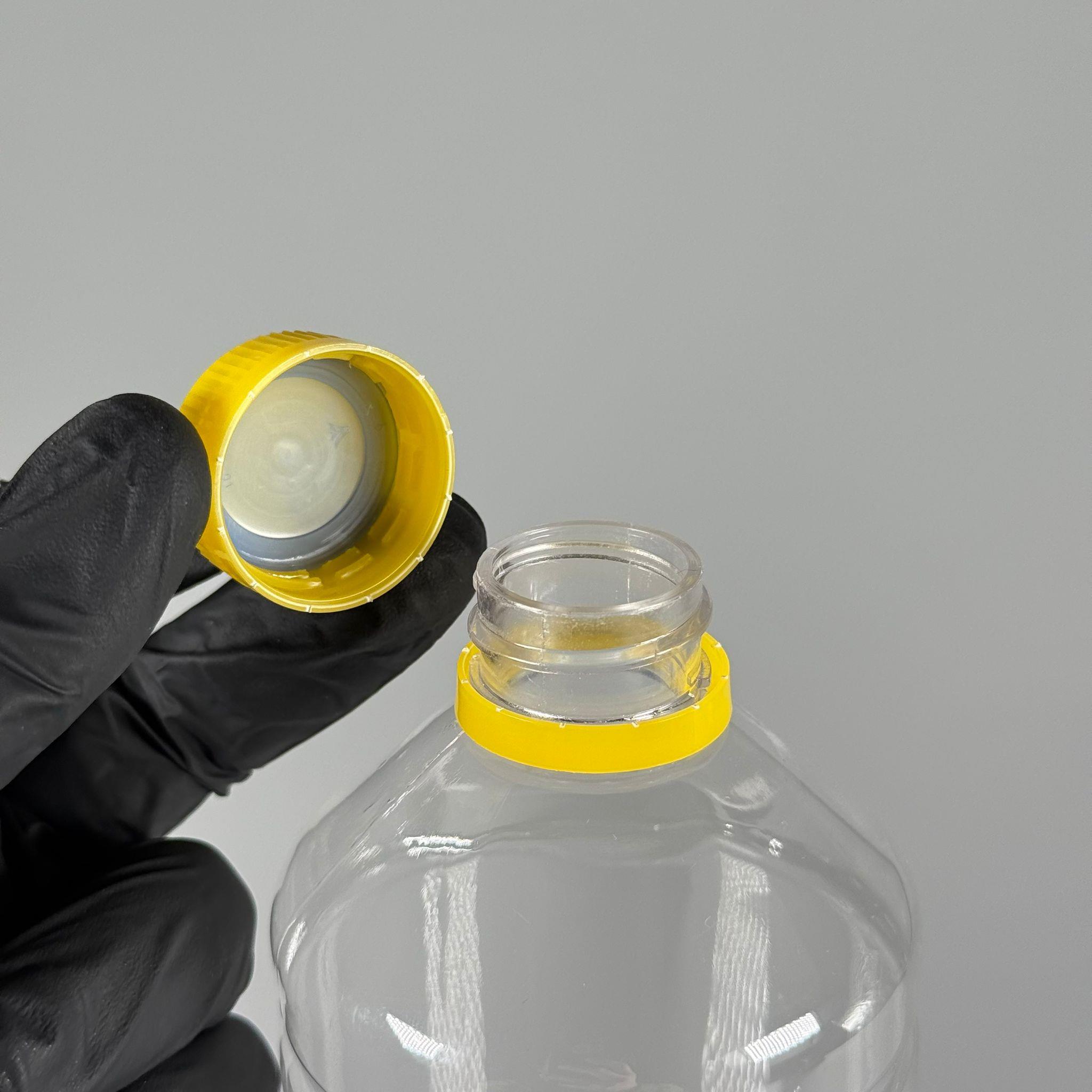 1000 CC DÜZ MODEL PET ŞİŞE (28 AĞIZ) - 1 LİTRE PET ŞİŞE SARI CONTALI KİLİTLİ KAPAKLI