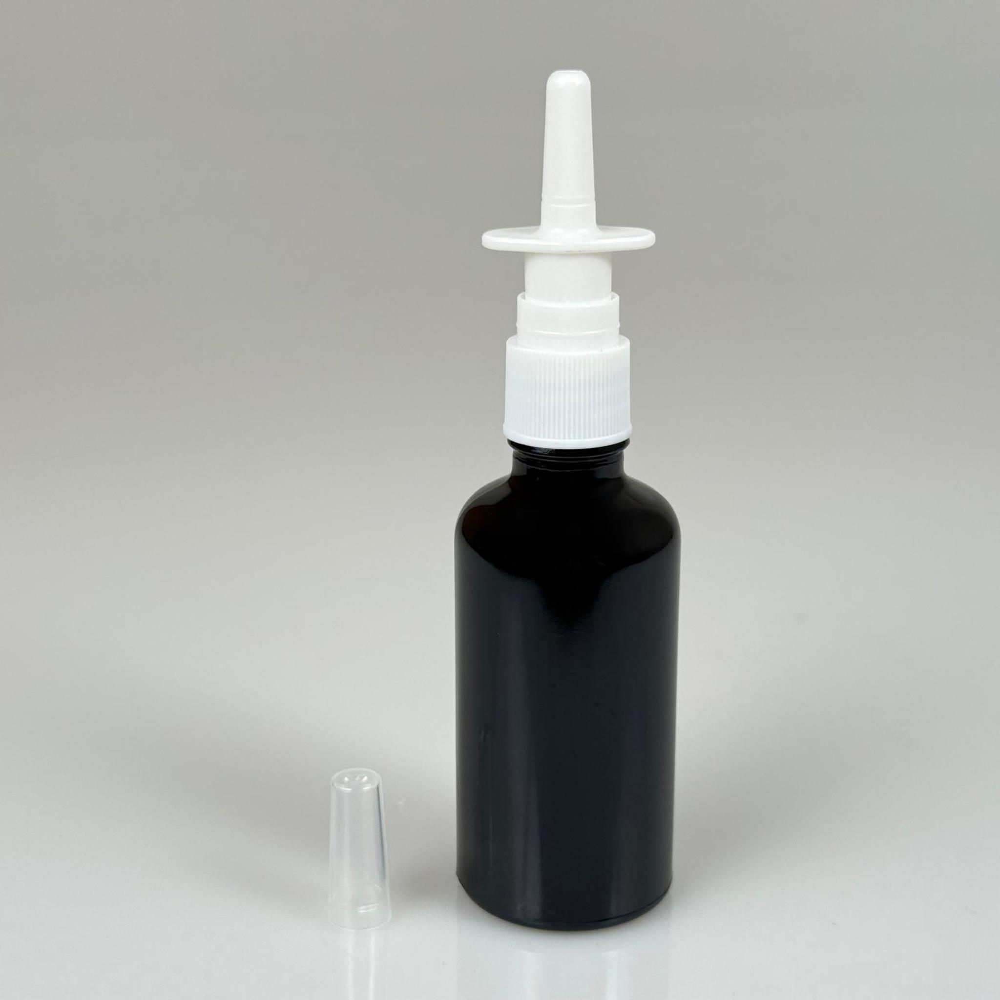 50 CC SİYAH CAM ŞİŞE - BEYAZ NAZAL BURUN SPREYLİ TAKIM - 50 ML BURUN SPREYLİ CAM ŞİŞE