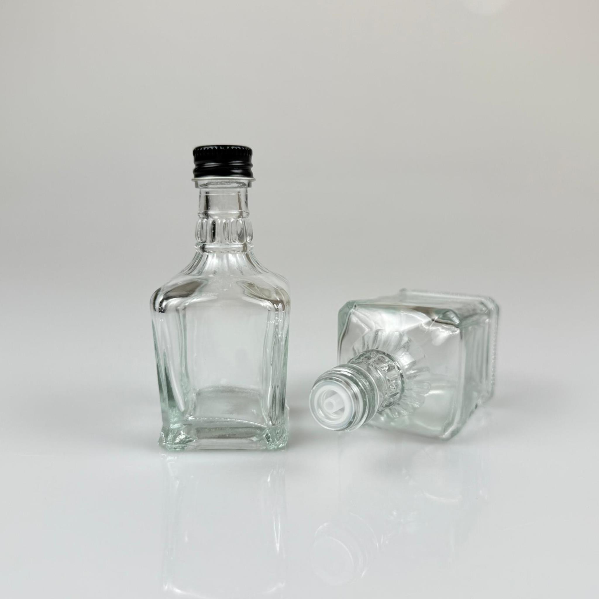 50 CC BOĞAZLI KONİK CAM ŞİŞE - SİYAH METAL KAPAKLI KOLONYA TIPALI - 50 ML PRESTİJLİ ŞİŞE