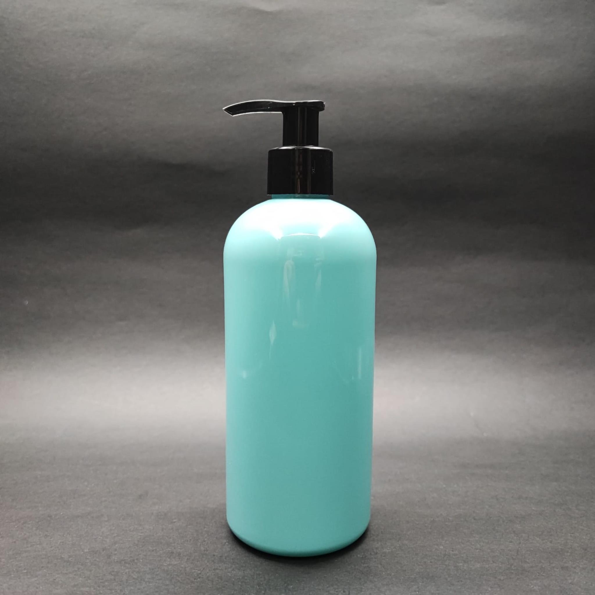 400 CC OVAL BOYUNLU SİLİNDİR PET ŞİŞE (30 GR) - SİYAH POMPALI - 400 ML PLASTİK ŞİŞE - TURKUAZ