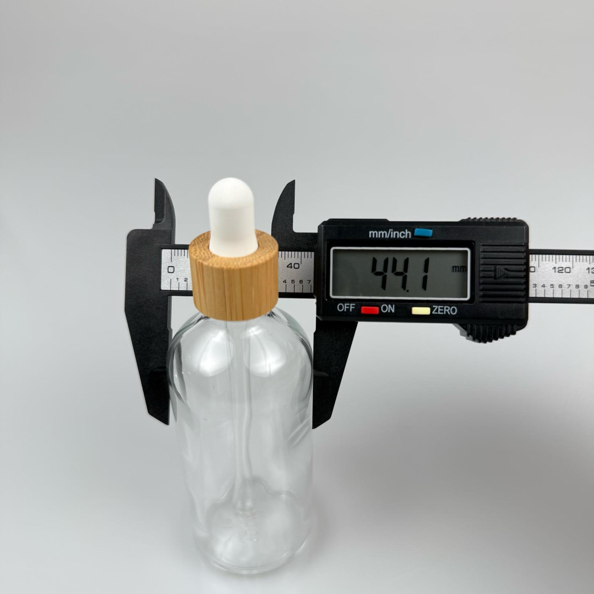 100 CC ŞEFFAF CAM DAMLALIKLI ŞİŞE - BEYAZ EMZİK - BAMBU AHŞAP KAPAK - 100 ML BAMBU KAPAKLI CAM DAMLALIKLI ŞİŞE