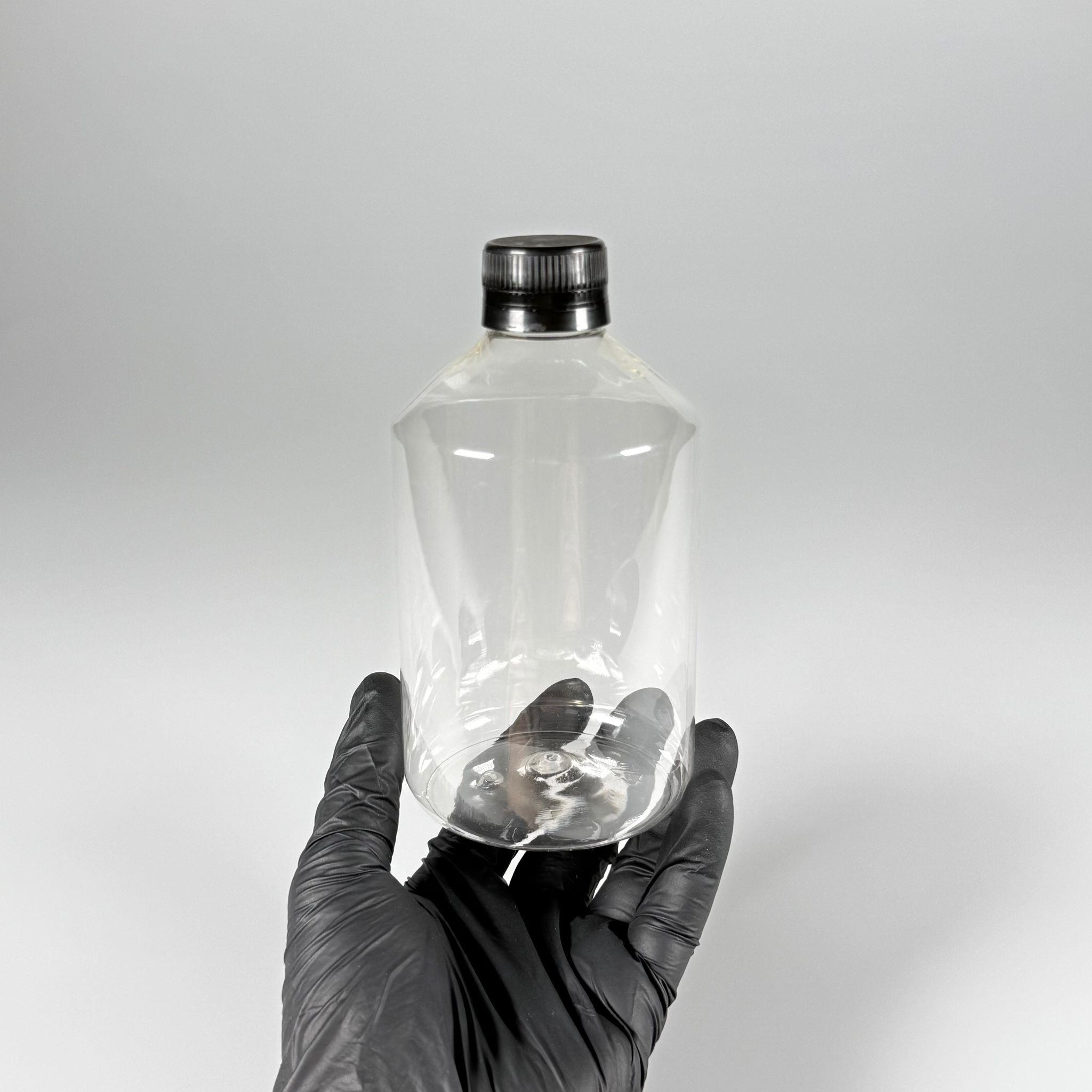 500 CC KÜT BOYUNLU ŞEFFAF PET ŞİŞE  - SİYAH KİLİTLİ KAPAKLI - 500 ML KALIN PET ŞİŞE