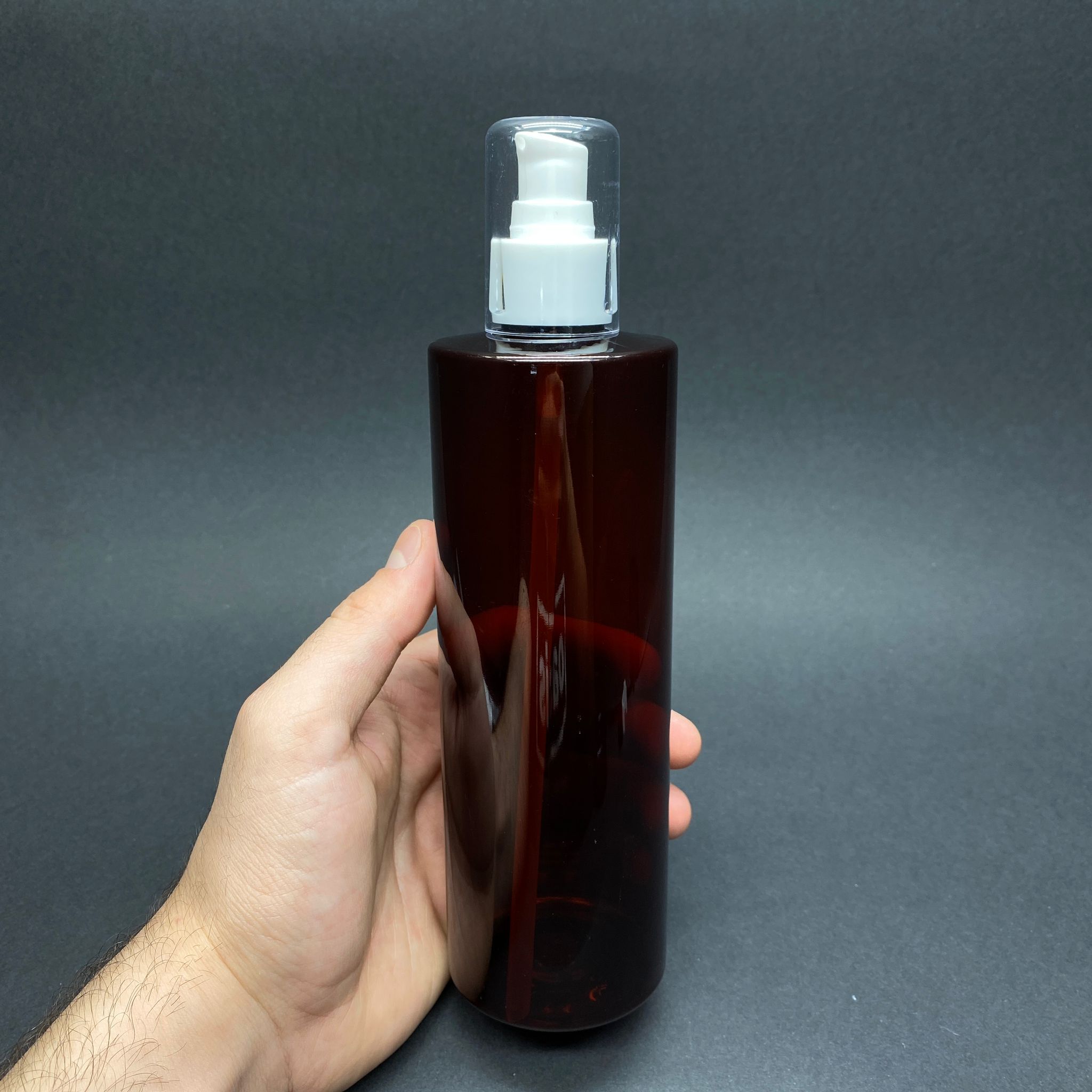 400 CC KÜT BOYUNLU SİLİNDİR PET ŞİŞE (30 GR) - BEYAZ LOSYON POMPALI - 400 ML PLASTİK ŞİŞE - AMBER