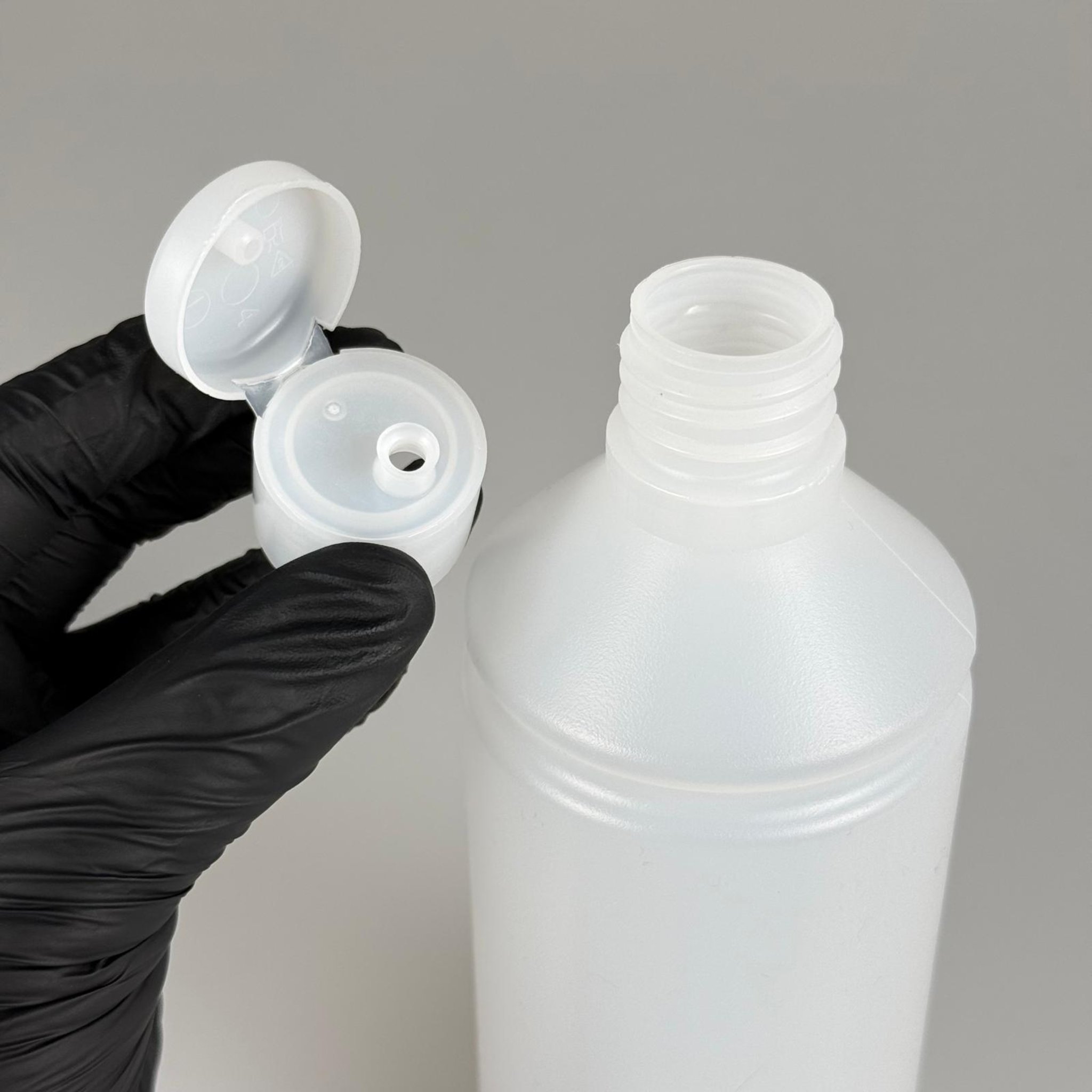 500 CC TİNER ŞİŞESİ - ŞEFFAF FLİPTOP KAPAKLI - 500 ML KİMYASALA DAYANIKLI PLASTİK ŞİŞE - 0,5 LT POLİETİLEN ŞİŞE