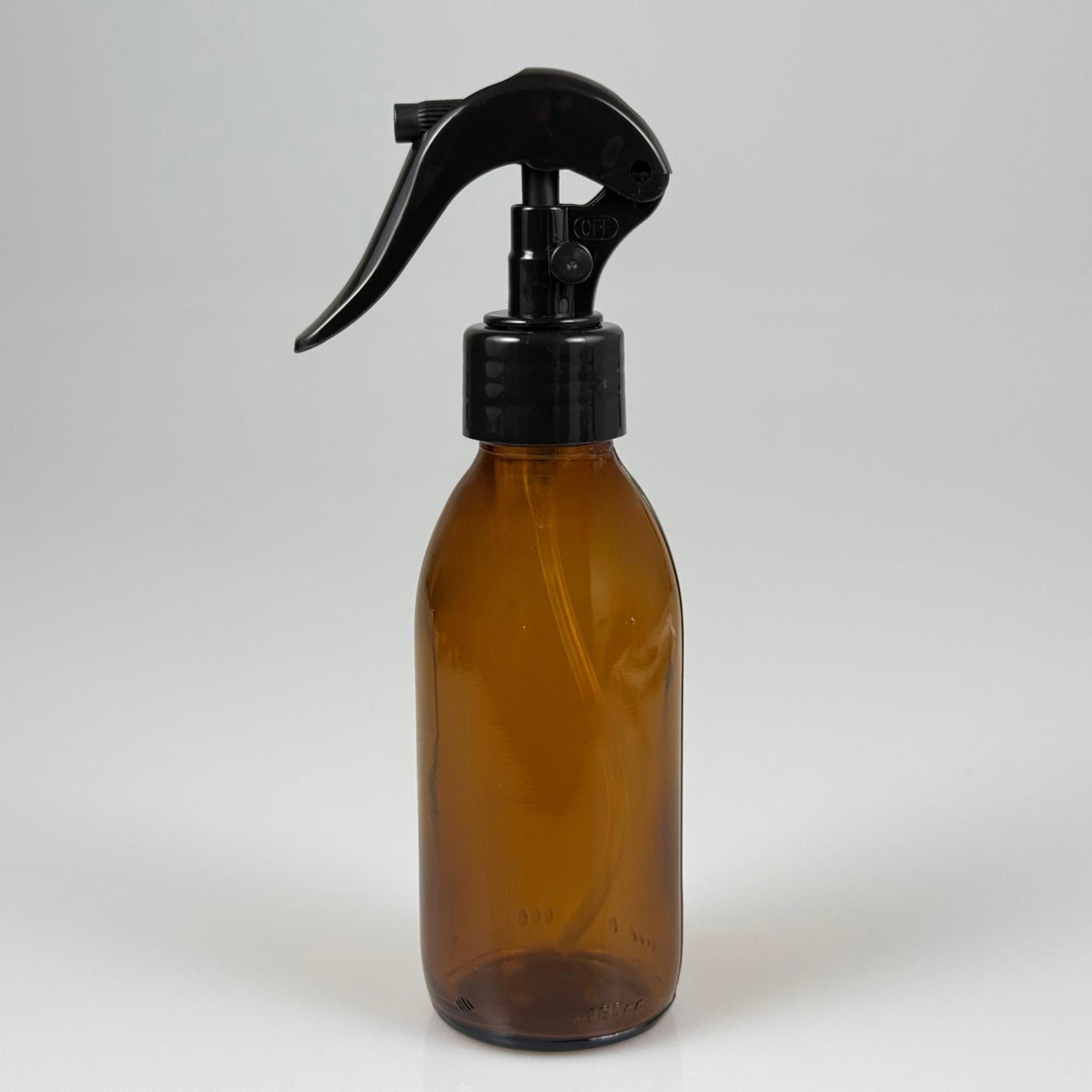 160 CC AMBER CAM ŞİŞE  - SİYAH TRİGER SPREYLİ TAKIM (DUMAN PÜSKÜRTÜR) - 160 ML CAM SPREYLİ ŞİŞE