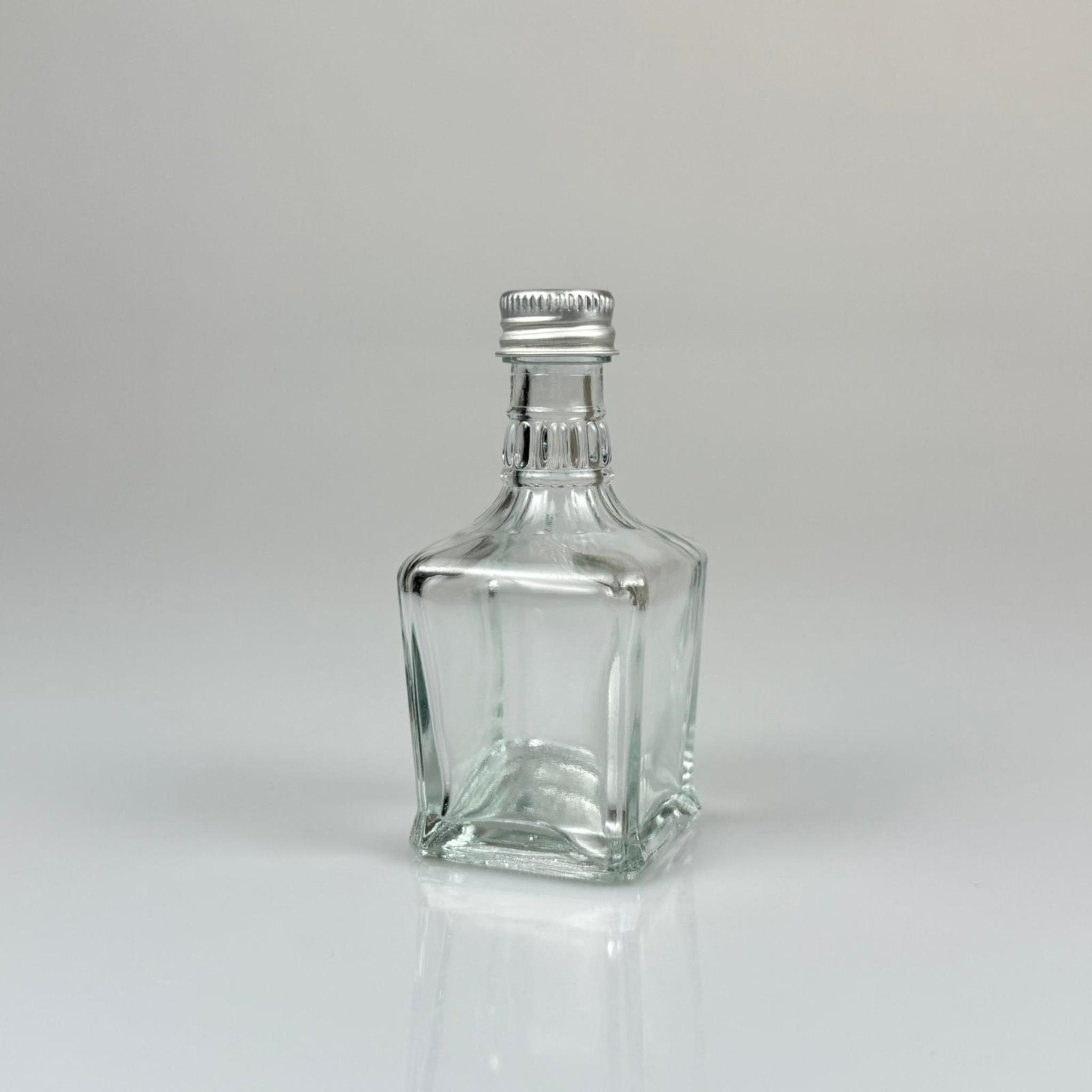 50 CC BOĞAZLI KONİK CAM ŞİŞE - GÜMÜŞ METAL KAPAKLI - 50 ML PRESTİJLİ ŞİŞE
