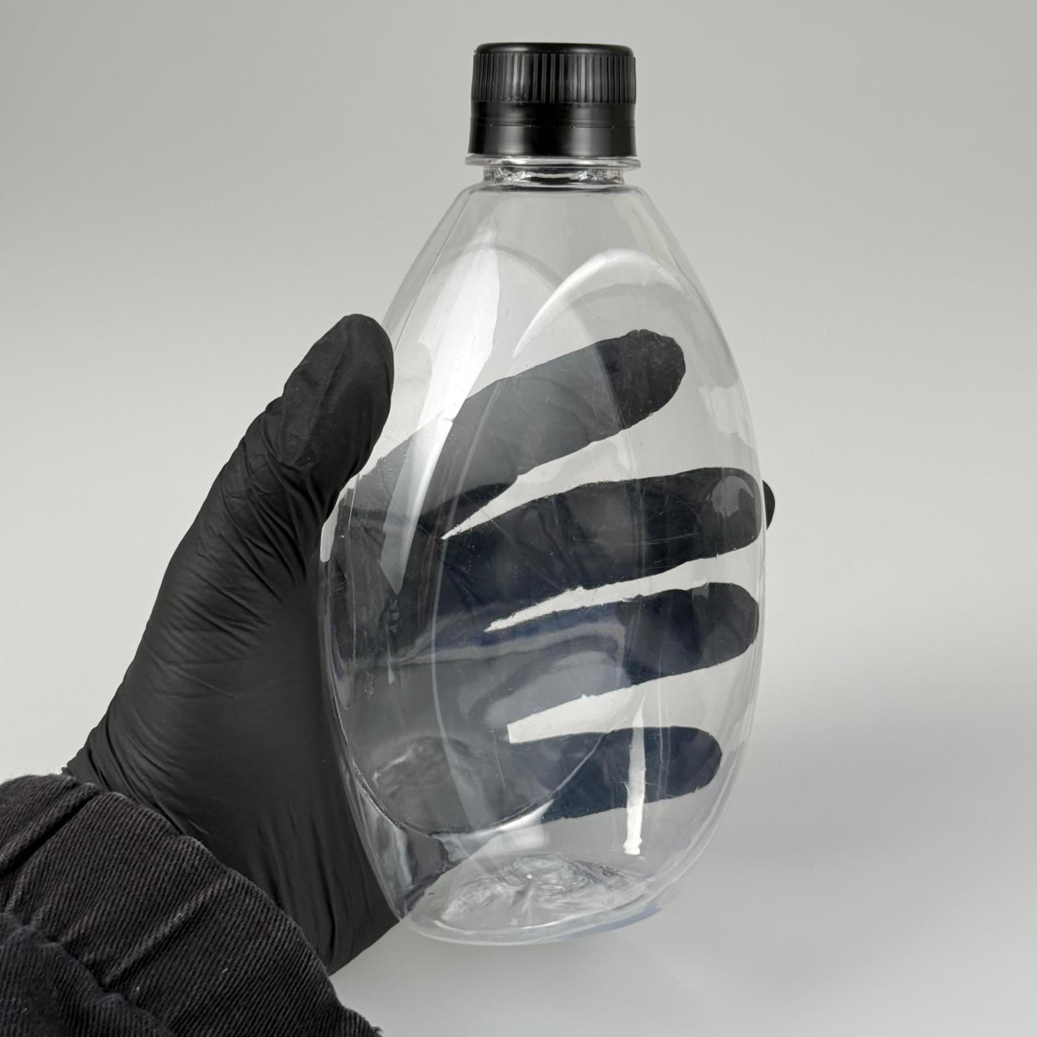 400 CC YASSI PET ŞİŞE - KİLİTLİ CONTALI SİYAH KAPAKLI - 400 ML PLASTİK ŞİŞE