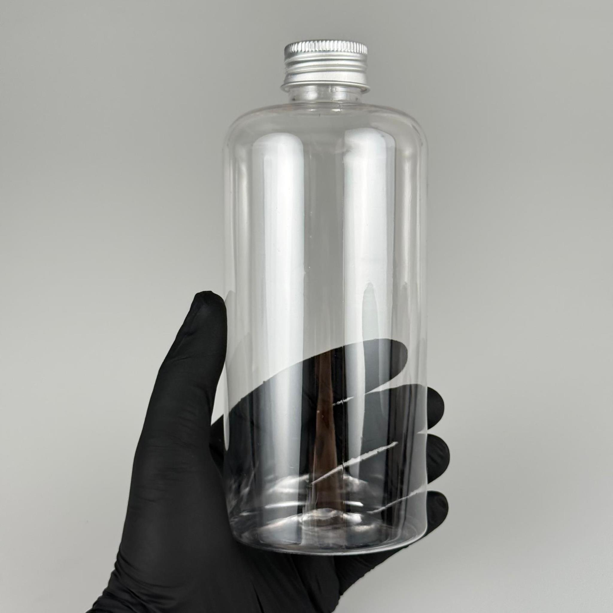 500 CC ŞEFFAF UZUN SİLİNDİR PET ŞİŞE KALIN (26 GR) - GÜMÜŞ METAL ALÜMİNYUM KAPAKLI - 28 AĞIZ - 500 ML PET ŞİŞE