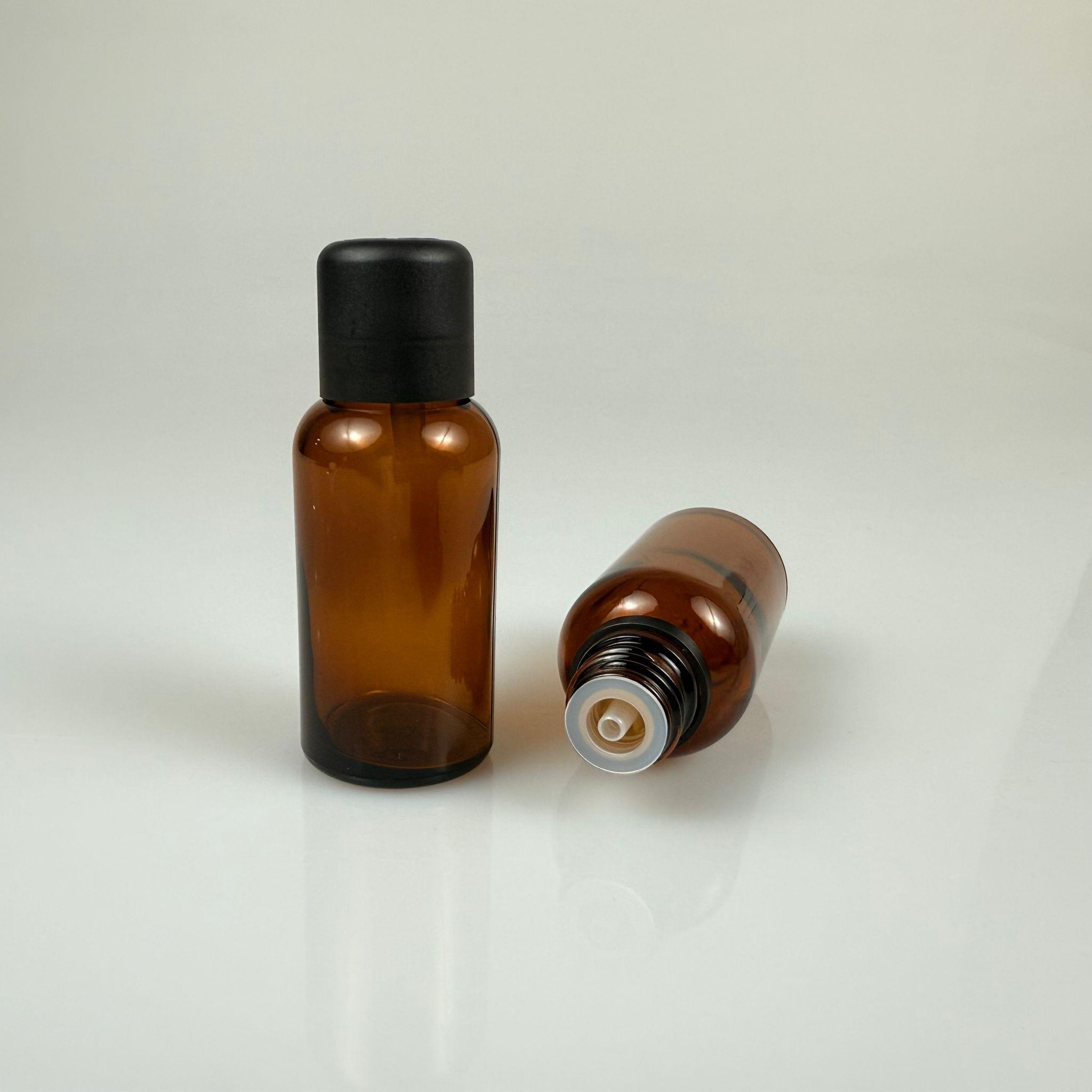 30 CC AMBER CAM ŞİŞE + İÇTEN DAMLALIKLI ÇOCUK KİLİTLİ SİYAH KAPAK - KAHVERENGİ 30 ML KİLİT KAPAKLI DAMLATMALI ŞİŞE