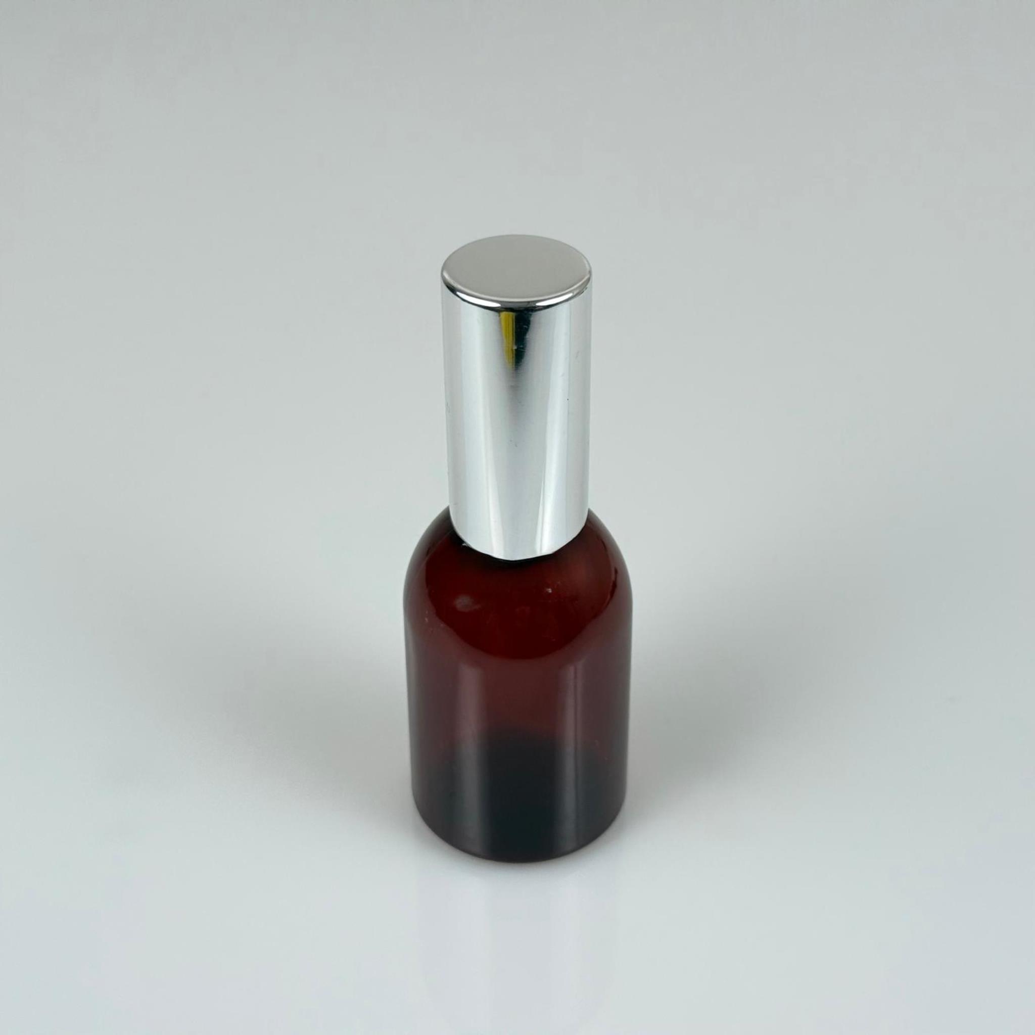 50 ML PET KOLONYA, PARFÜM VB ŞİŞELERİ - METAL ALÜMİNYUM GÜMÜŞ KAPAK + VİDALI SPREY + 50 CC AMBER ŞİŞE SET TAKIM