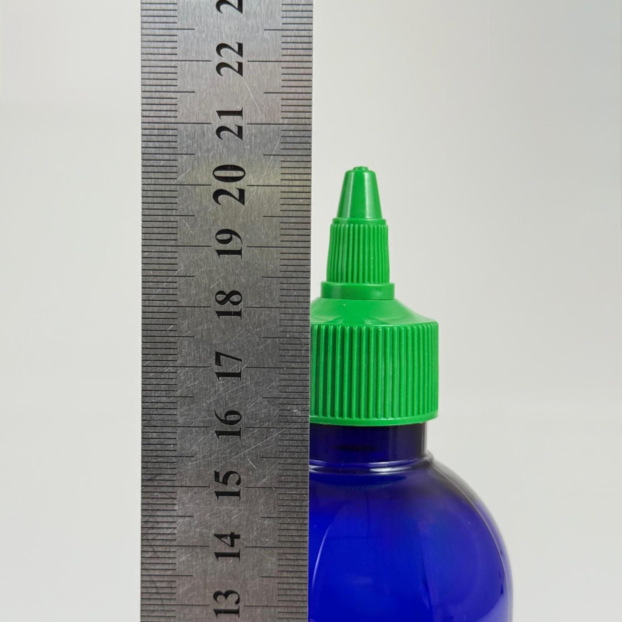 ZEYTİNYAĞI, SOS, ACI SOS, SİRKE, SRIRACHA VB BOŞ ŞİŞELERİ - YEŞİL SİVRİ TWİST AKITICI KAPAK + 400 ML MAVİ PET PLASTİK ŞİŞE TAKIM