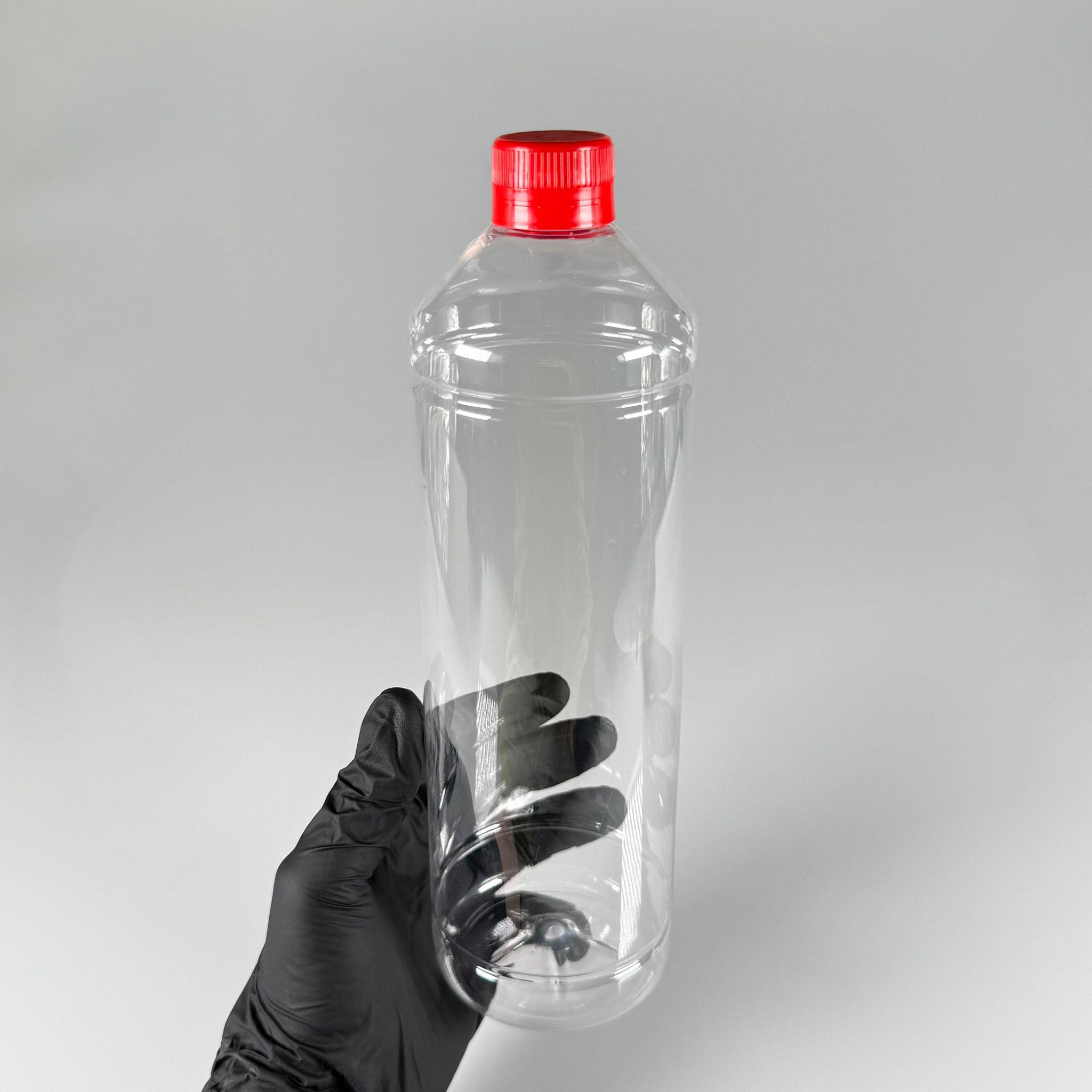 1000 CC DÜZ MODEL PET ŞİŞE (28 AĞIZ) - 1 LİTRE PET ŞİŞE KIRMIZI CONTALI KİLİTLİ KAPAKLI