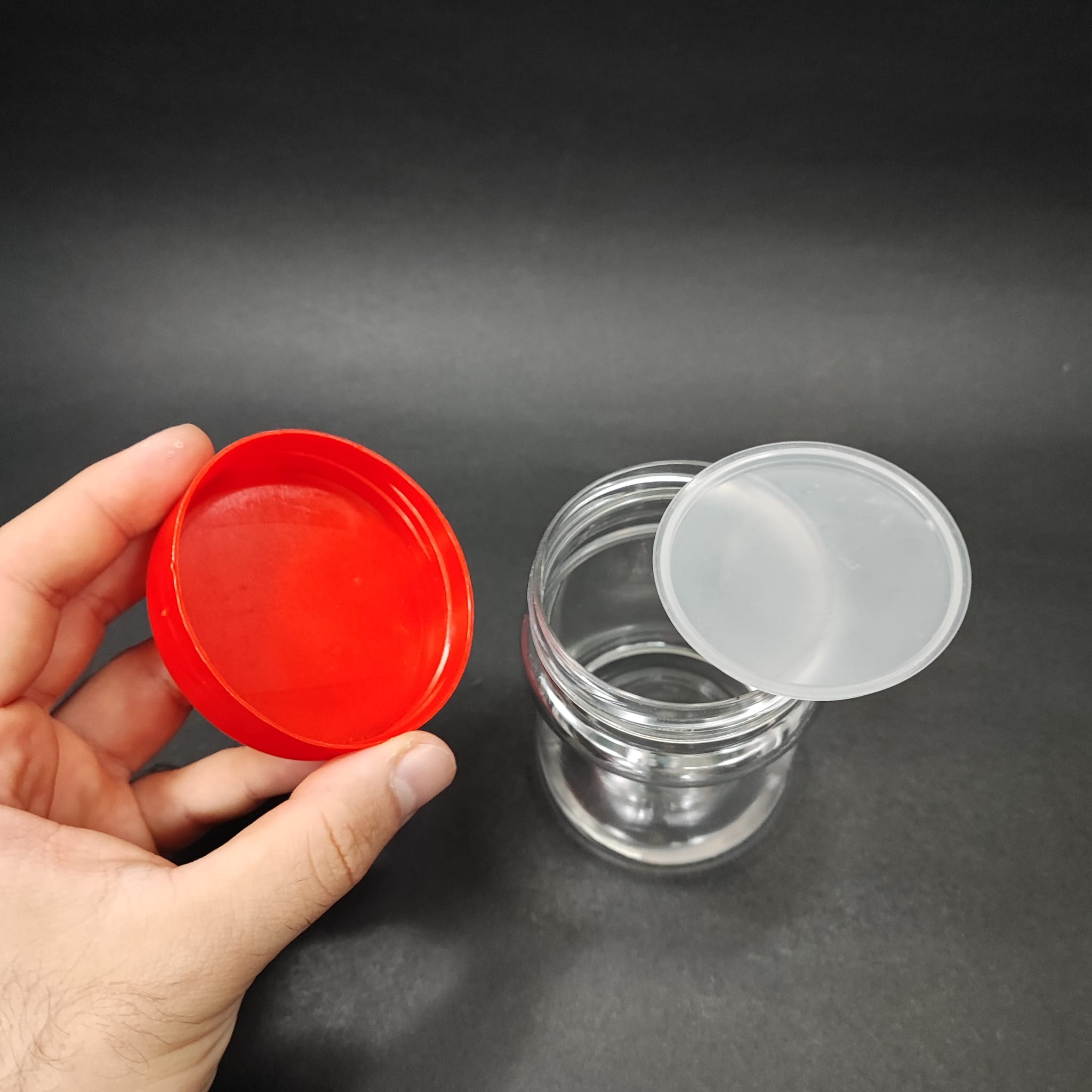 200 CC PET KAVANOZ - KIRMIZI KAPAKLI - İÇ TIPALI - 200 ML PLASTİK KREM KAVANOZU
