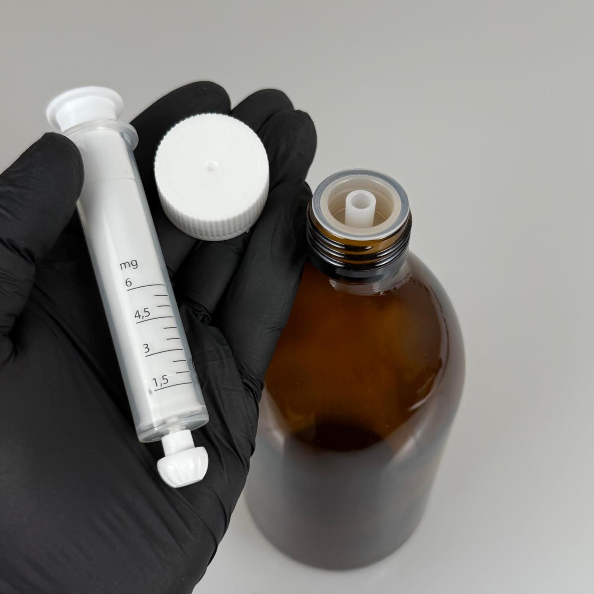500 ML CAM ECZA ŞİŞESİ + 6 ML DOZAJ PİPETİ + DOZAJ TIPASI + CONTALI PLASTİK KAPAK TAKIM