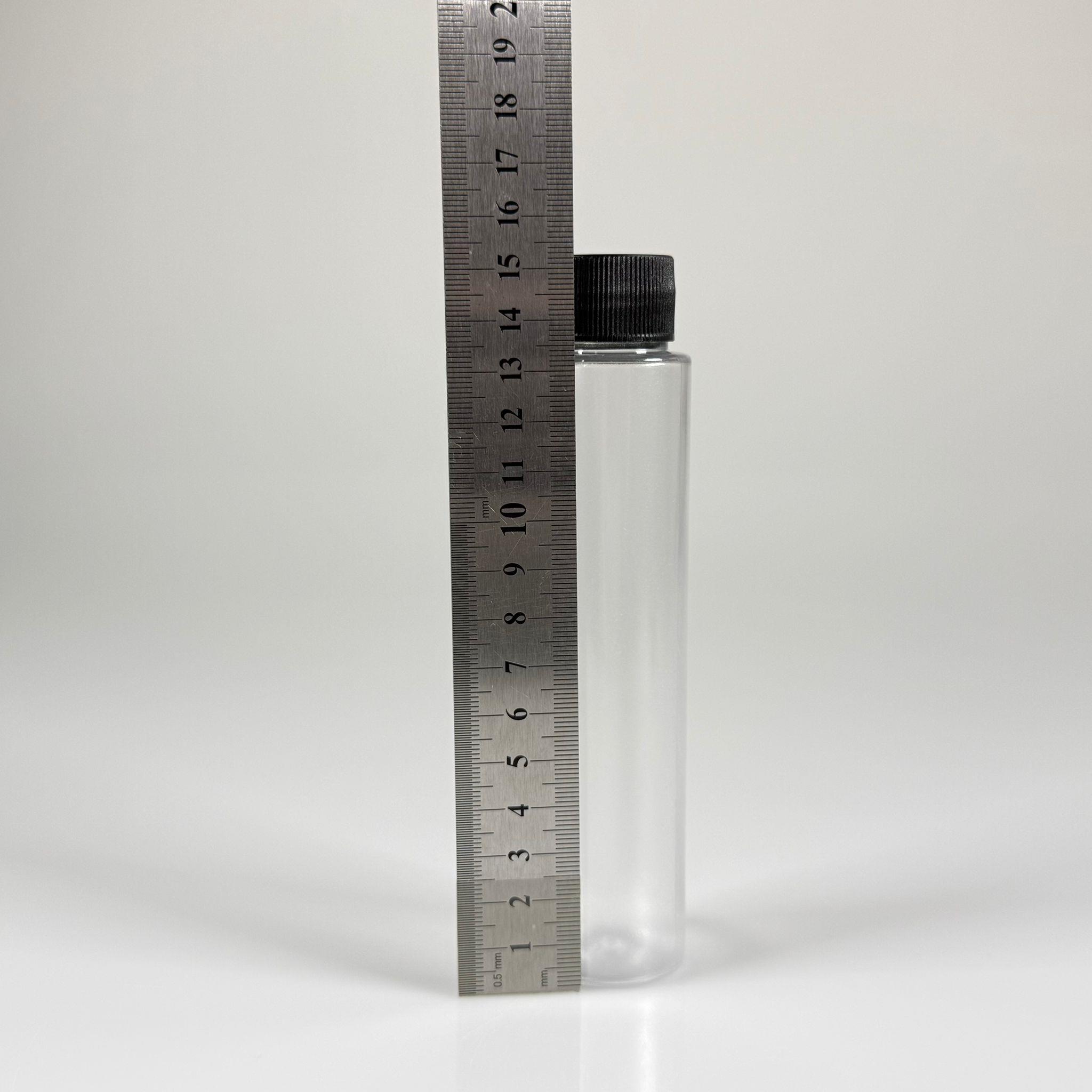 100 CC UZUN SİLİNDİR BUĞULU PET ŞİŞE (24 GR)  - CONTALI SİYAH KAPAKLI - 100 ML BİBERİYE SUYU, LAVANTA YAĞI, SAÇ SERUM, TONİK VB İÇİN PLASTİK KOZMETİK AMBALAJLARI