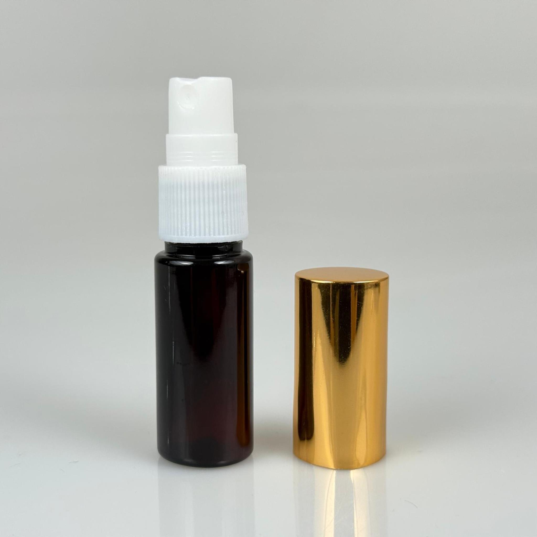 15 ML PET KOLONYA, PARFÜM VB ŞİŞELERİ - METAL ALÜMİNYUM GOLD KAPAK + VİDALI SPREY + 15 CC AMBER ŞİŞE SET TAKIM