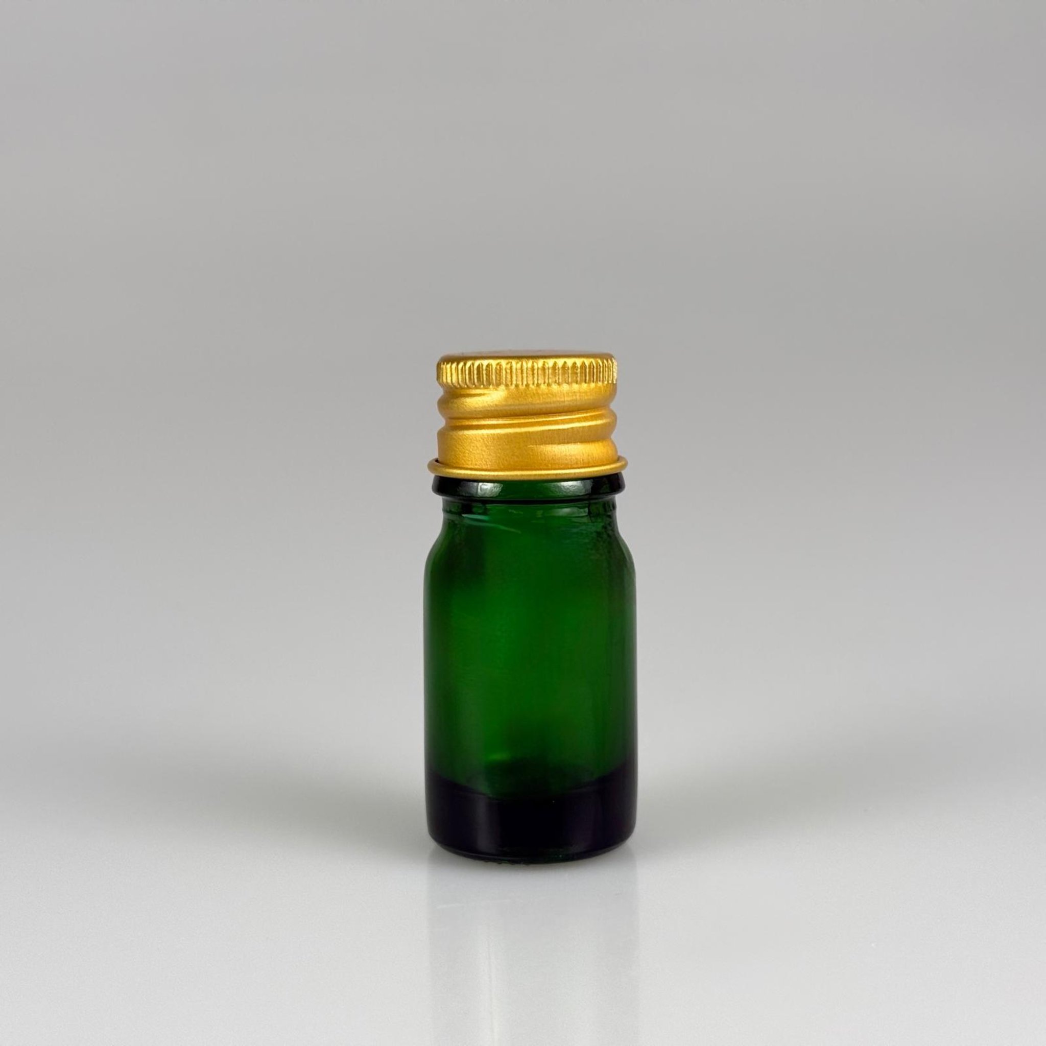 5 CC YEŞİL CAM ŞİŞE + KÖPÜK CONTALI GOLD ALÜMİNYUM METAL KAPAKLI TAKIM - 5 ML YEŞİL CAM ŞİŞE