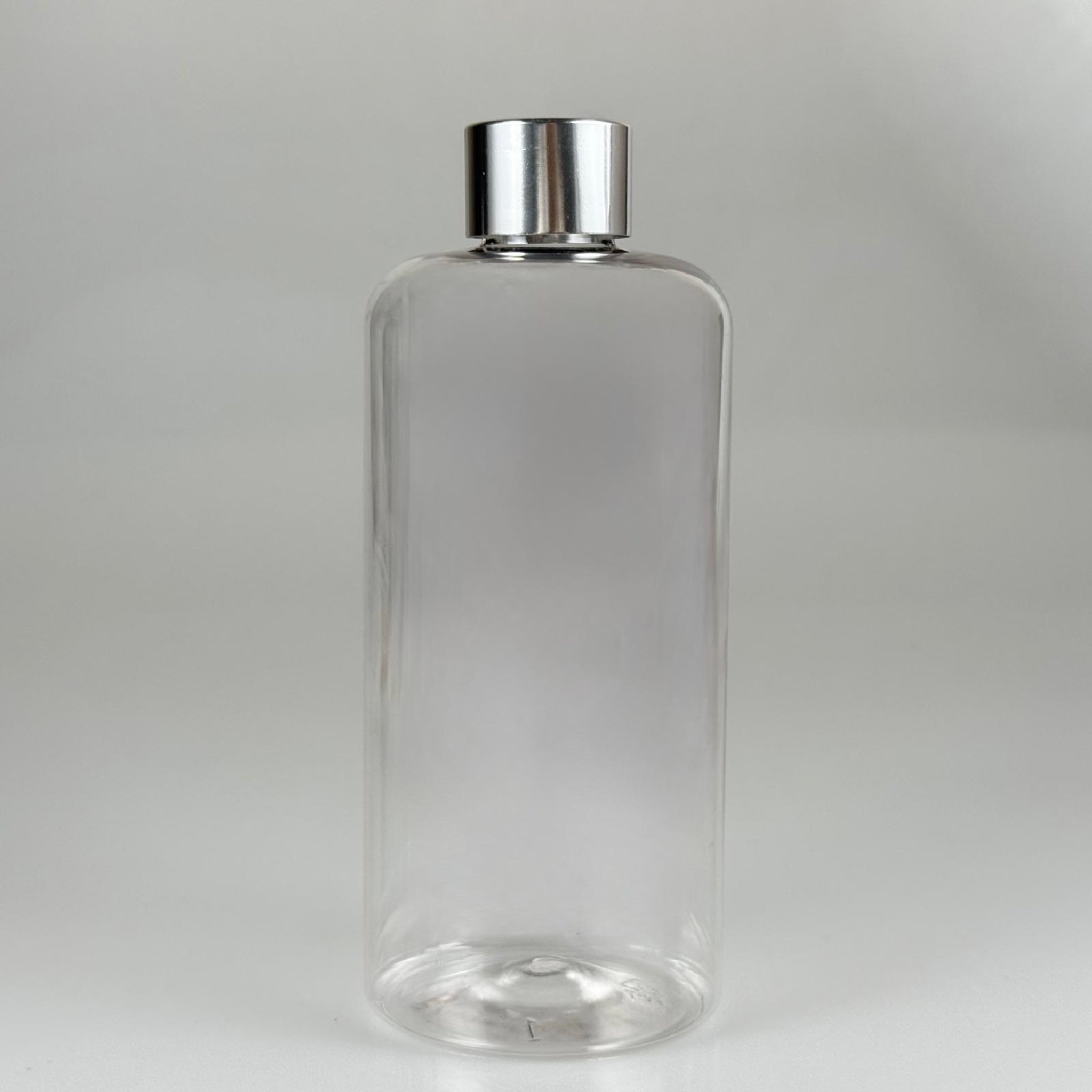 500 CC UZUN SİLİNDİR PET ŞİŞE + ALÜMİNYUM KAPLAMALI GÜMÜŞ KAPAKLI TAKIM - 500 ML PET ŞİŞE