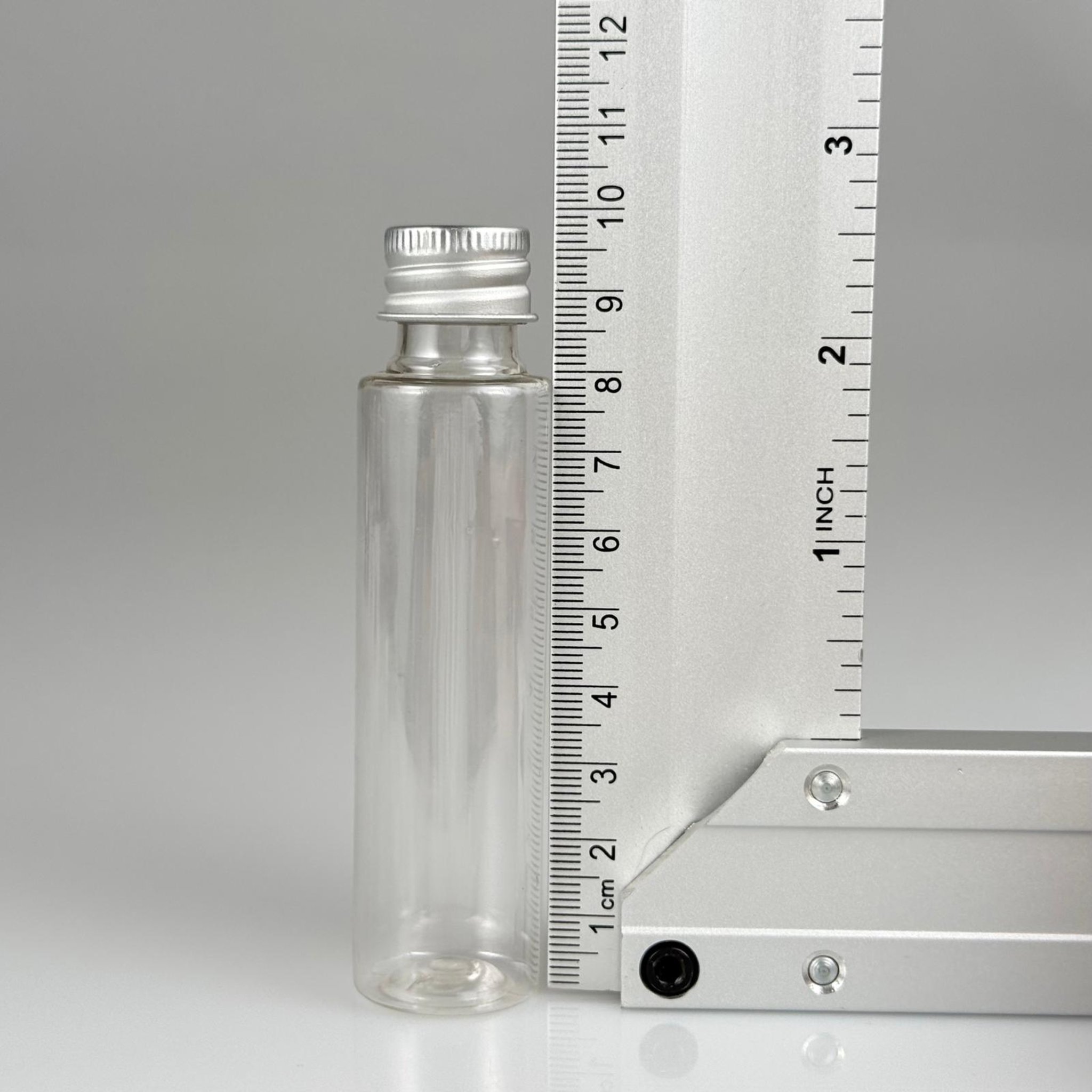 35 CC PET ŞİŞE - KÖPÜK CONTALI GÜMÜŞ ALÜMİNYUM METAL KAPAKLI TAKIM - 35 ML ŞEFFAF PET ŞİŞE