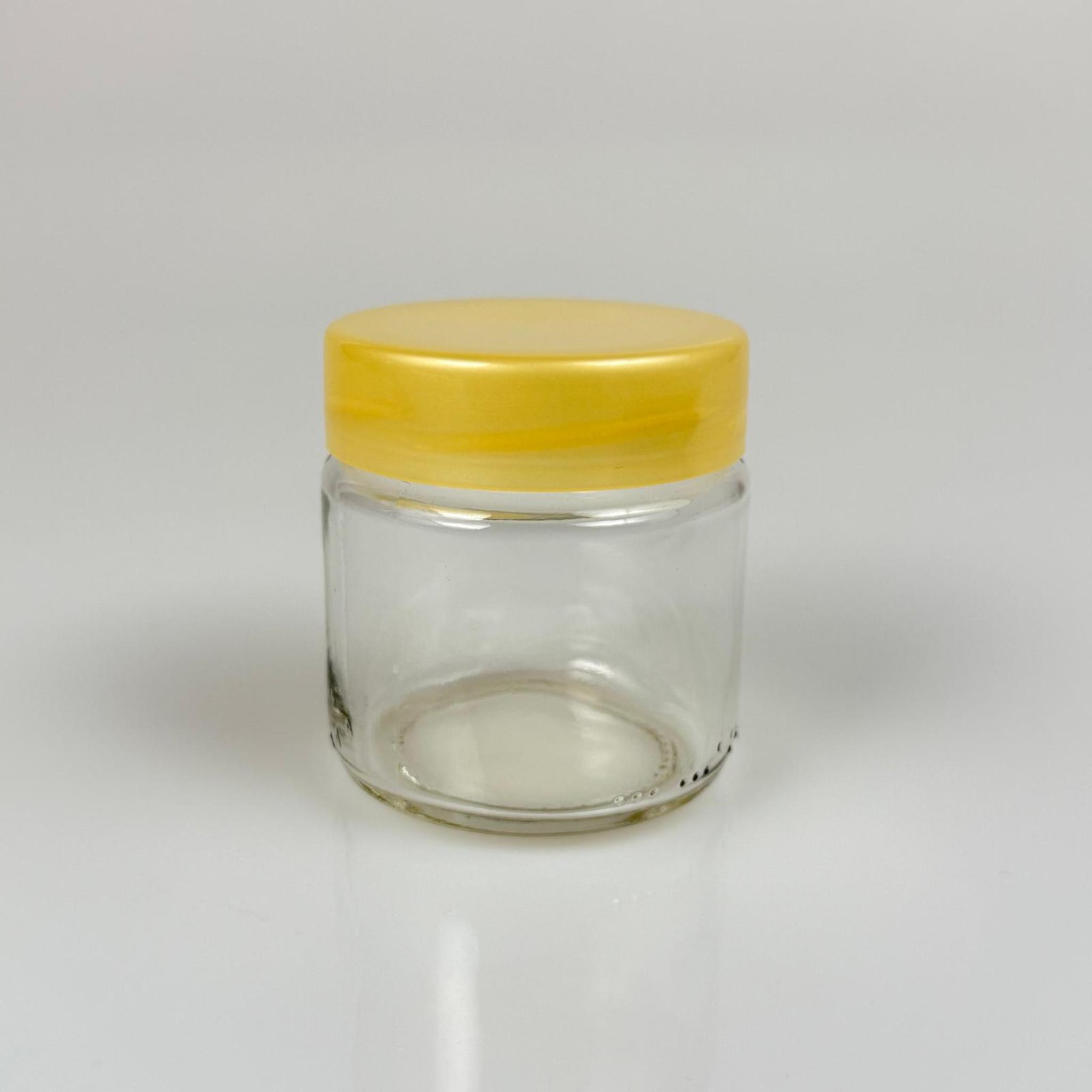 100 CC CAM KAVANOZ + GOLD PLASTİK KAPAK - 100 ML PLASTİK KAPAKLI CAM KAVANOZ (SİLME 106 CC)