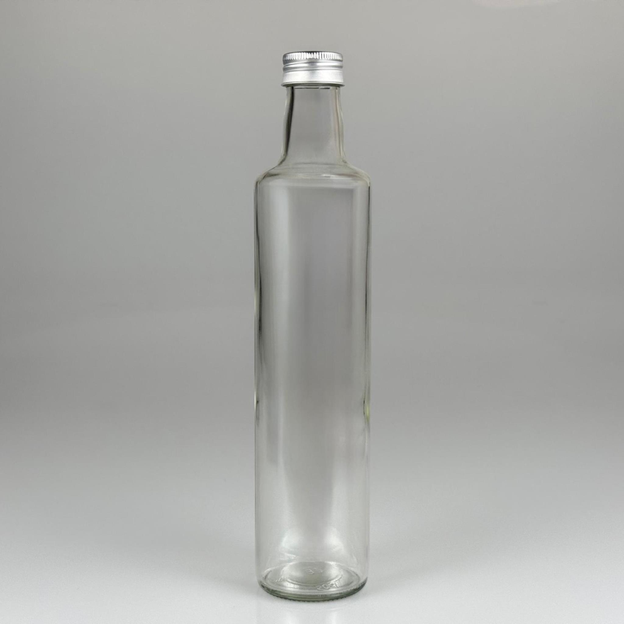 500 CC DORİKA CAM ŞİŞE - GÜMÜŞ METAL ALÜMİNYUM KAPAKLI - 500 ML DORİKA YAĞ ŞİŞESİ - SİRKE ŞİŞESİ