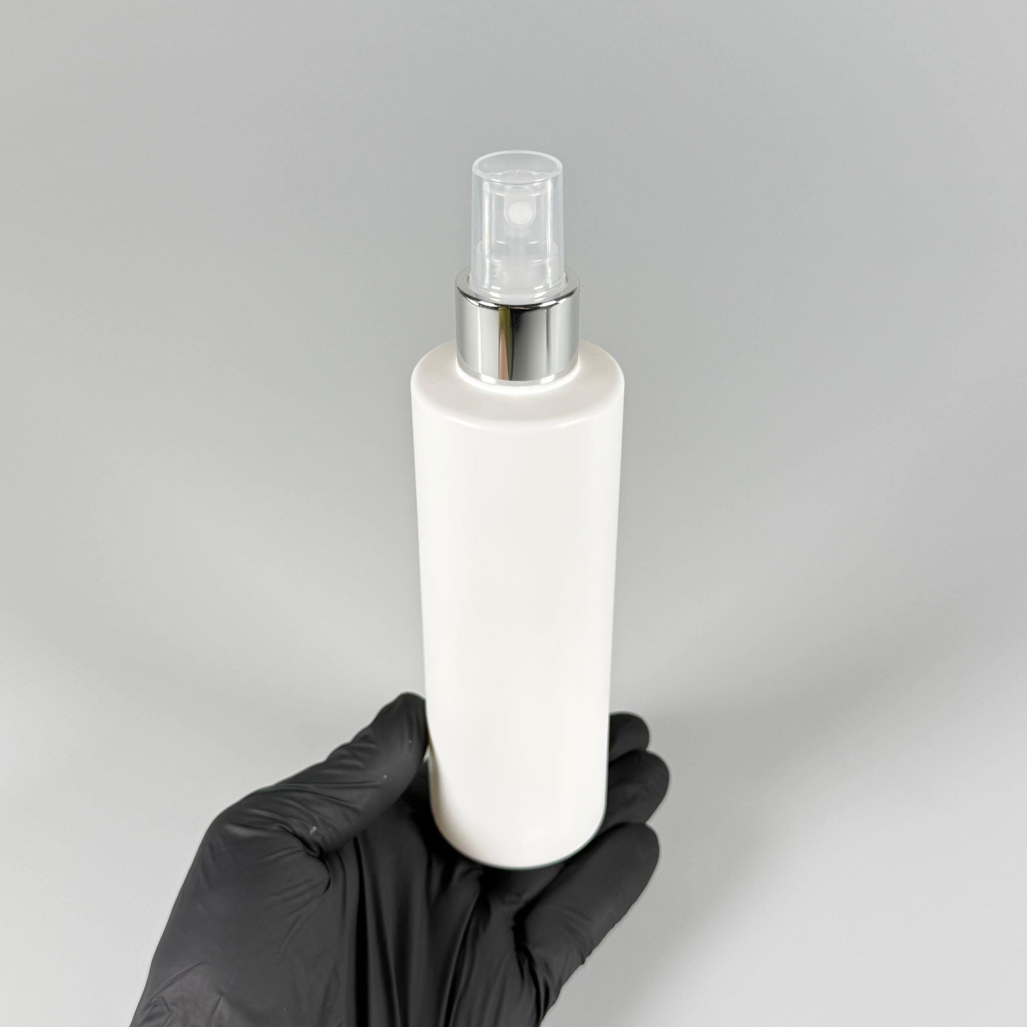 200 CC (SİLME 250 CC) BEYAZ SİLİNDİR MODEL MAT SERT POLİETİLEN ŞİŞE - GÜMÜŞ SPREYLİ - 200 ML BEYAZ SPREYLİ PLASTİK  ŞİŞE