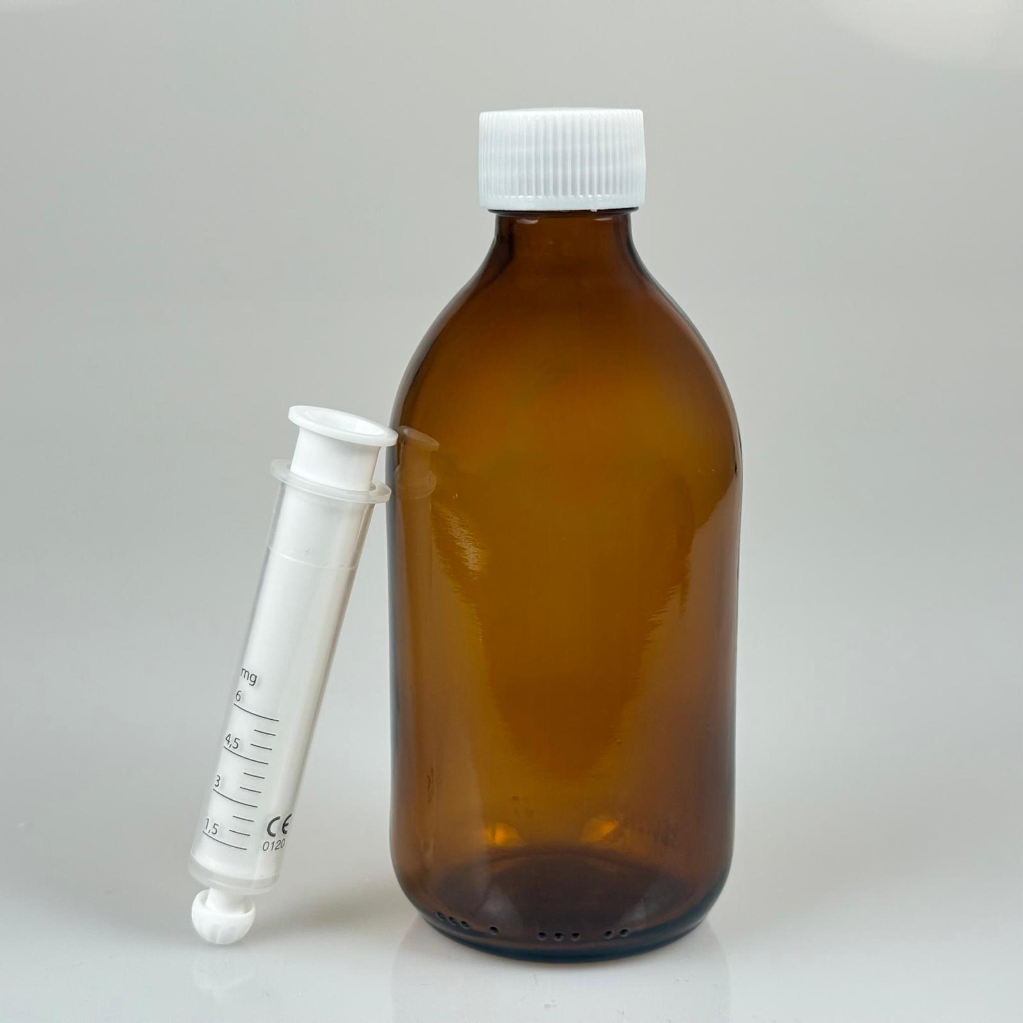 300 ML CAM ECZA ŞİŞESİ + 6 ML DOZAJ PİPETİ + DOZAJ TIPASI + CONTALI PLASTİK KAPAK TAKIM