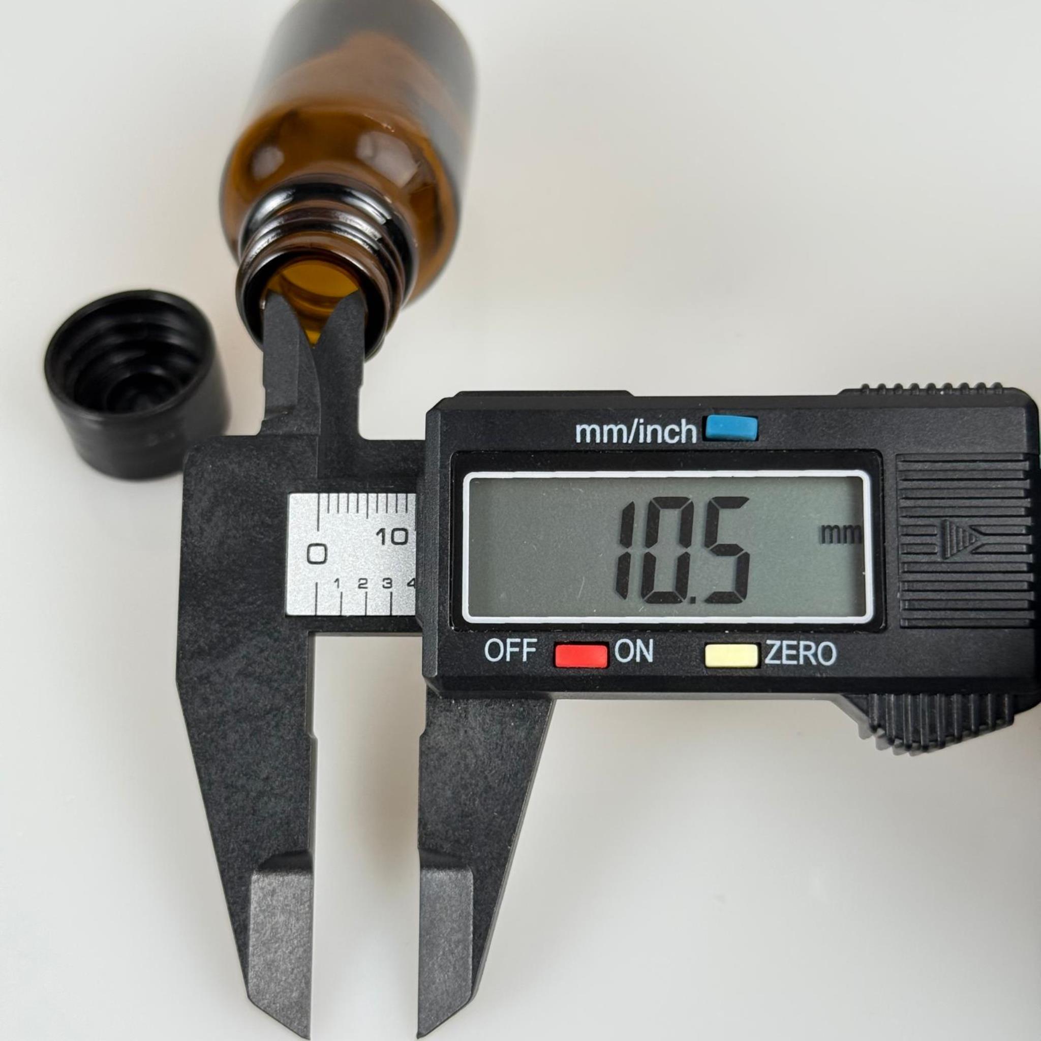 15 ML AMBER CAM ŞİŞE + CONTALI SİYAH KAPAK - 15 CC KAPAKLI CAM ŞİŞE