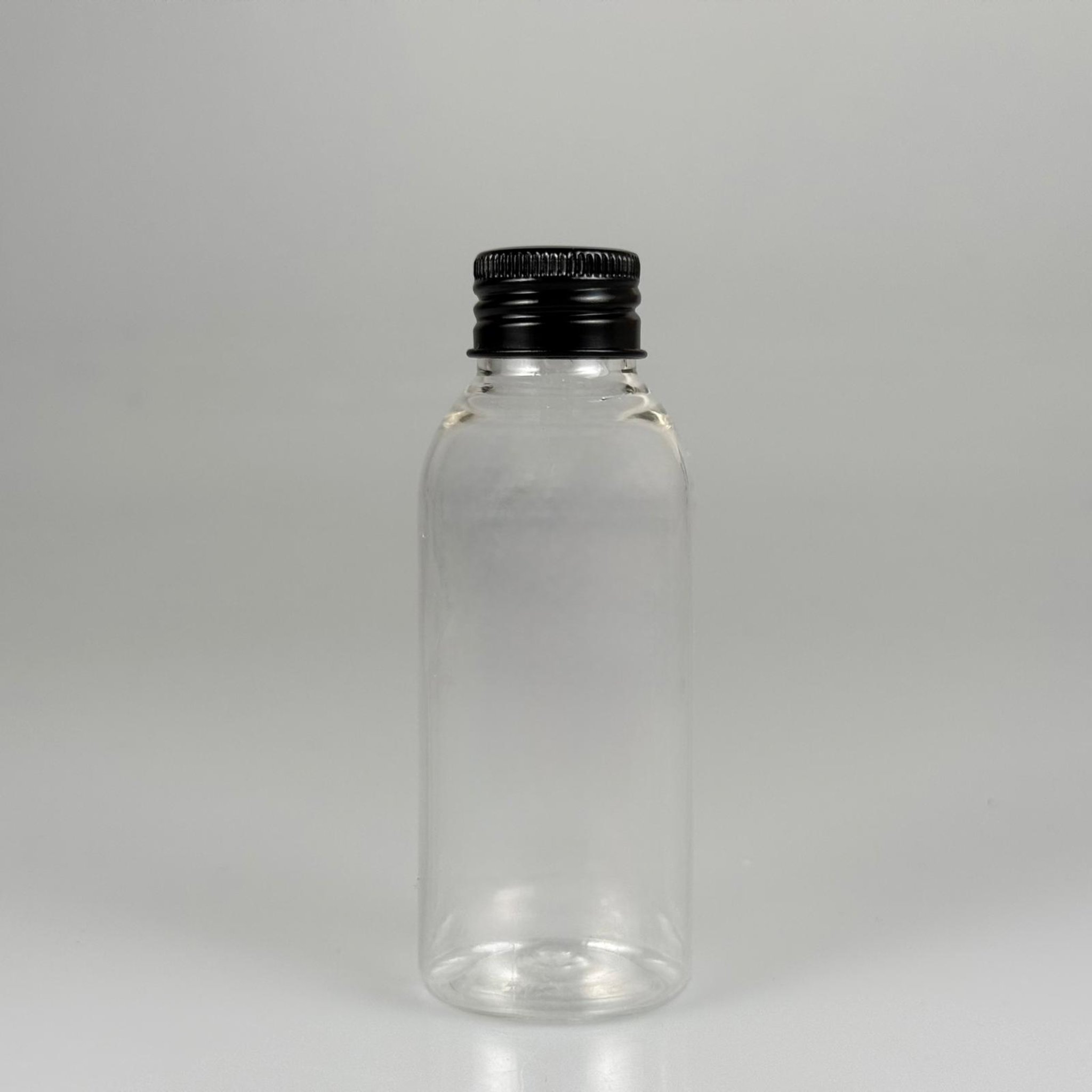 100 CC SİLİNDİR OVAL MODEL ŞEFFAF SERT PET ŞİŞE (24 AĞIZ) + KÖPÜK CONTALI SİYAH METAL ALÜMİNYUM KAPAK TAKIM - 100 ML KAPAKLI KALIN PLASTİK ŞEFFAF ŞİŞELER