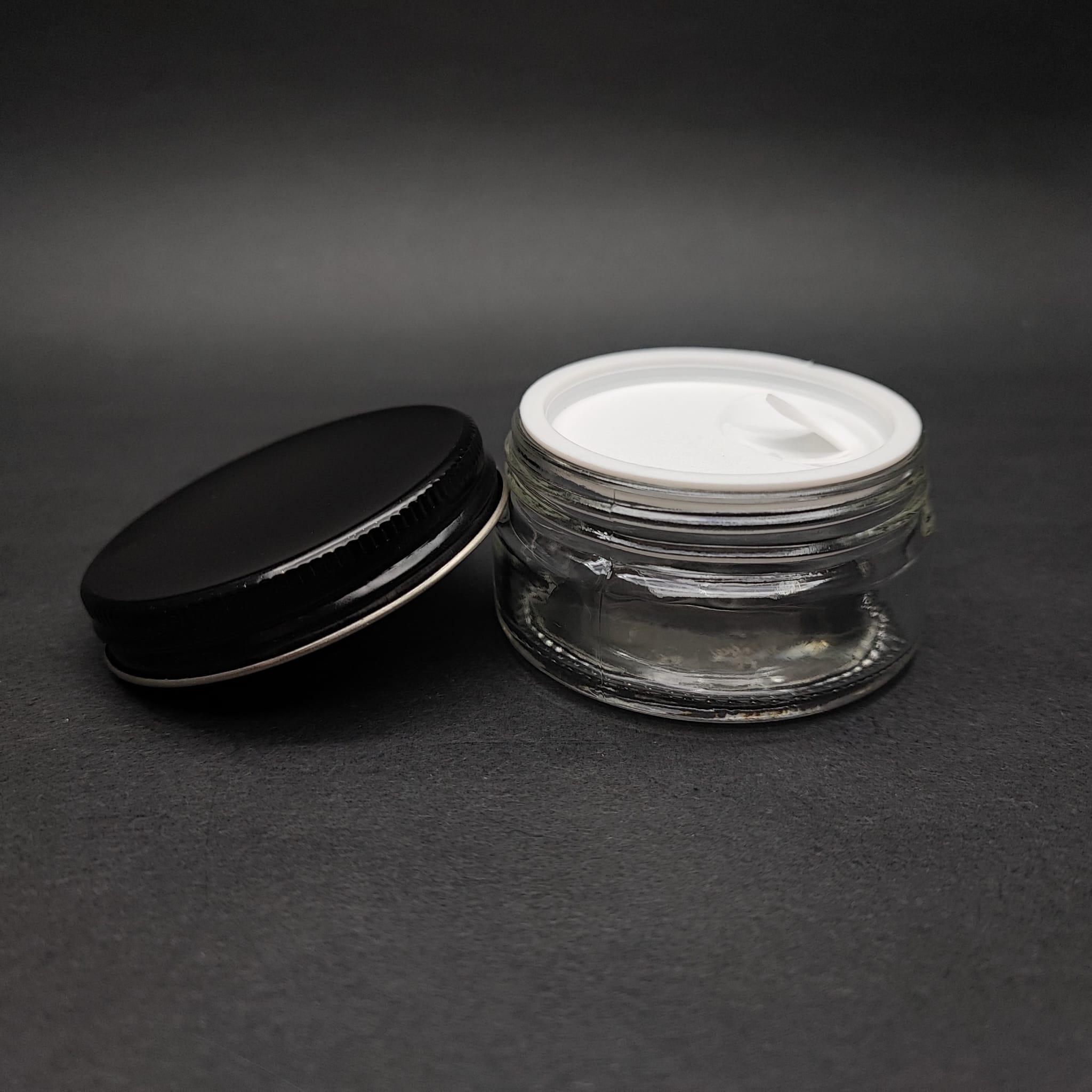 50 ML CAM KREM KAVANOZU + İÇ TIPA + SİYAH METAL KAPAK - 50 CC PAŞABAHÇE KREM KAVANOZLARI