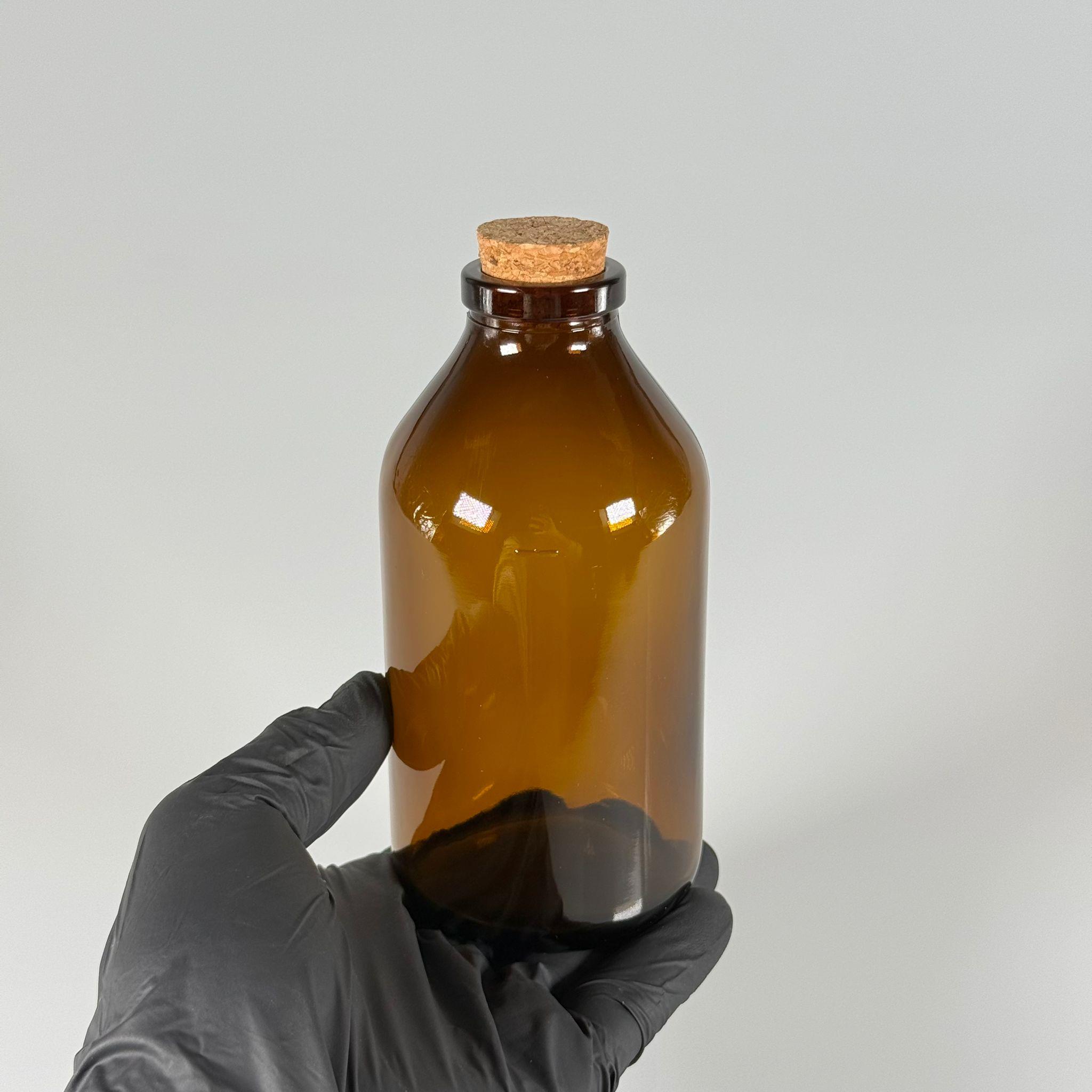 250 CC MANTAR TIPALI CAM ŞİŞE - GENİŞ AĞIZLI MANTAR TIPALI CAM ŞİŞE 250 ML - AMBER KAHVERENGİ