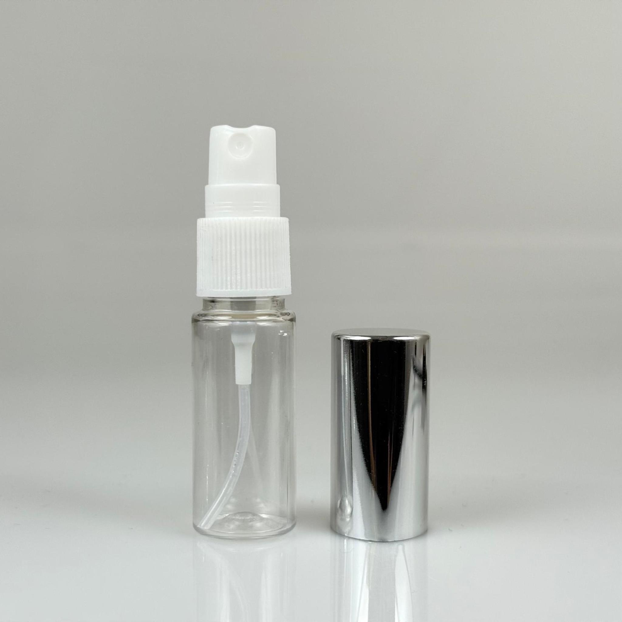 15 ML PET KOLONYA, PARFÜM VB ŞİŞELERİ - METAL ALÜMİNYUM GÜMÜŞ KAPAK + VİDALI SPREY + 15 CC ŞİŞE SET TAKIM