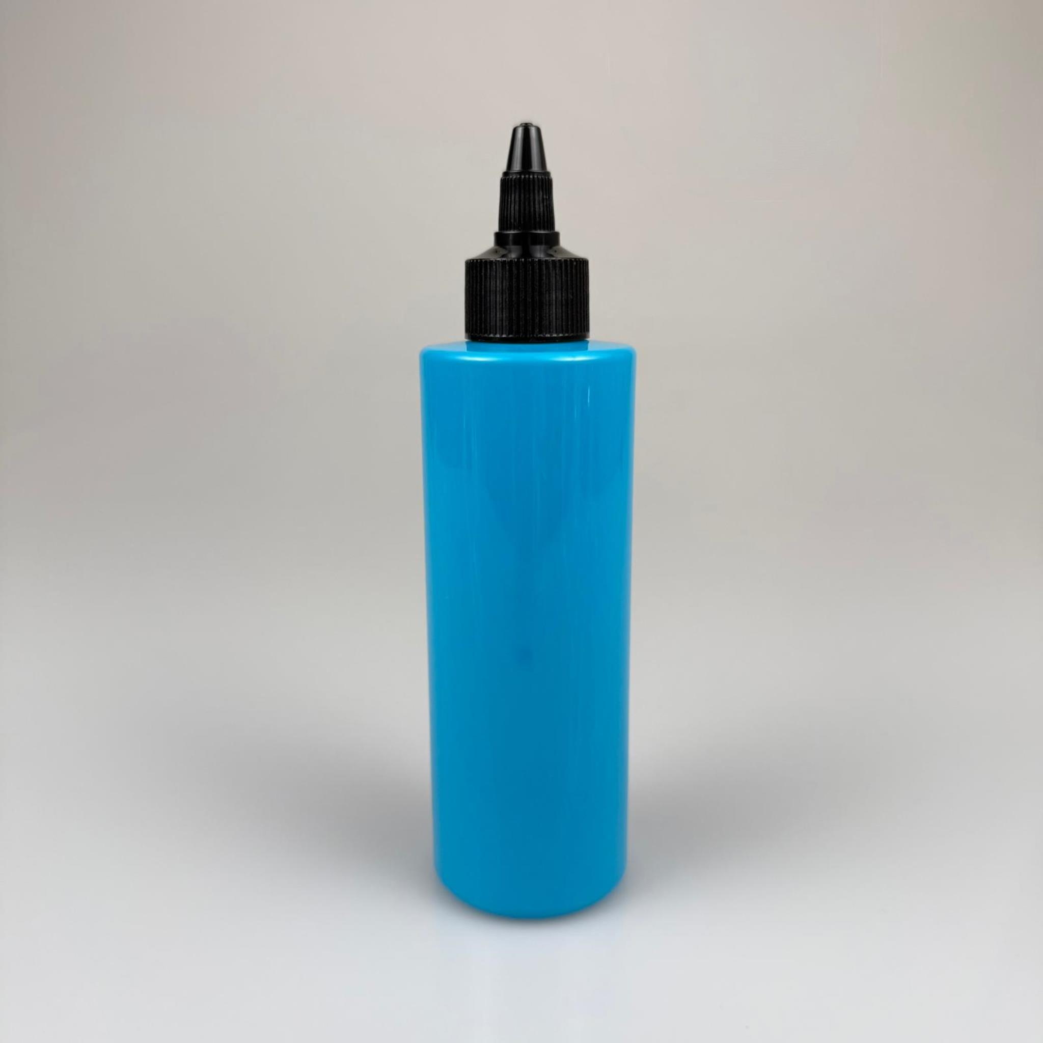 YAĞ, SOS, ACI SOS, SİRKE, SRIRACHA, MÜREKKEP, TUTKAL AKITICI VB BOŞ ŞİŞELERİ - SİYAH SİVRİ TWİST AKITICI KAPAK + 200 ML MAVİ KÜT SERT PET PLASTİK ŞİŞE TAKIM