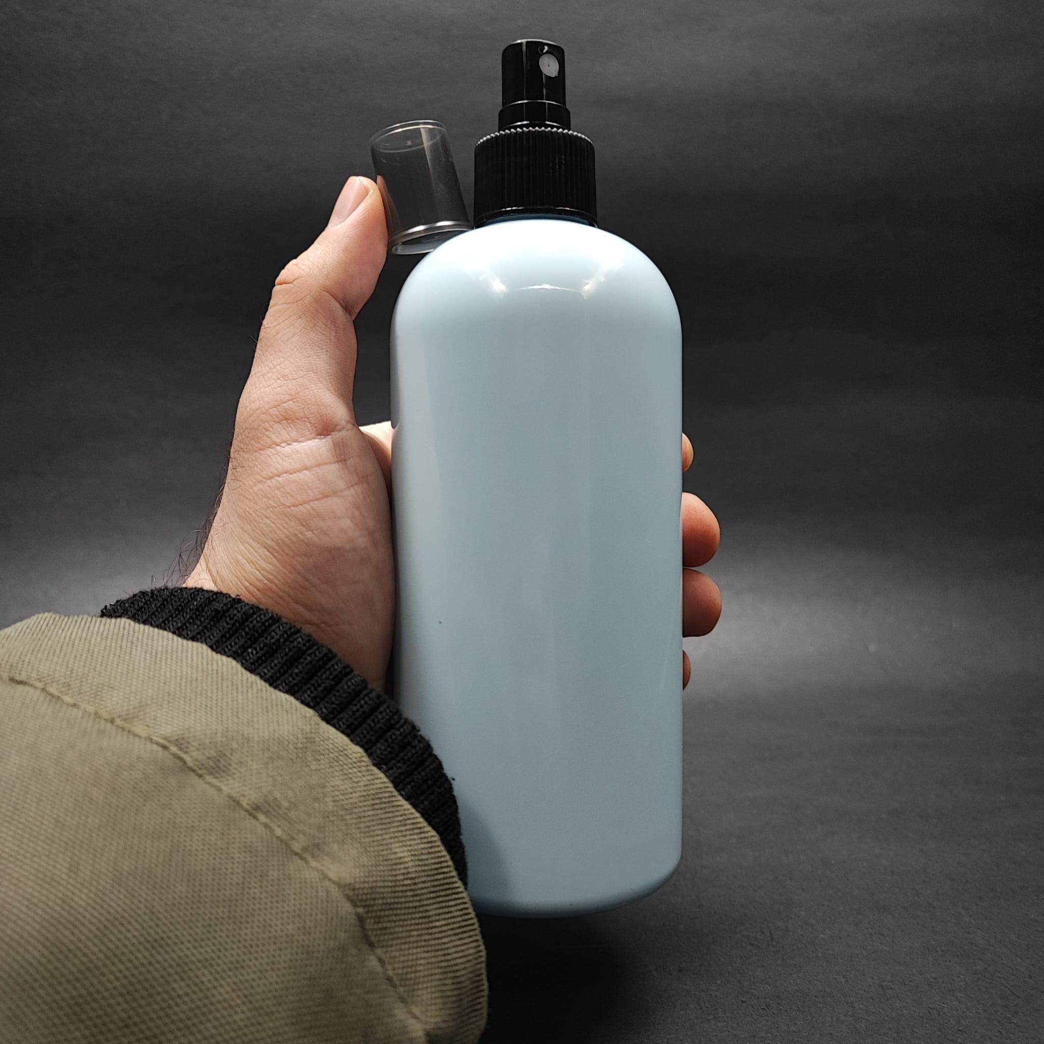 400 CC OVAL BOYUNLU SİLİNDİR PET ŞİŞE (30 GR) - SİYAH SPREYLİ - 400 ML PLASTİK ŞİŞE - BEBEK MAVİSİ
