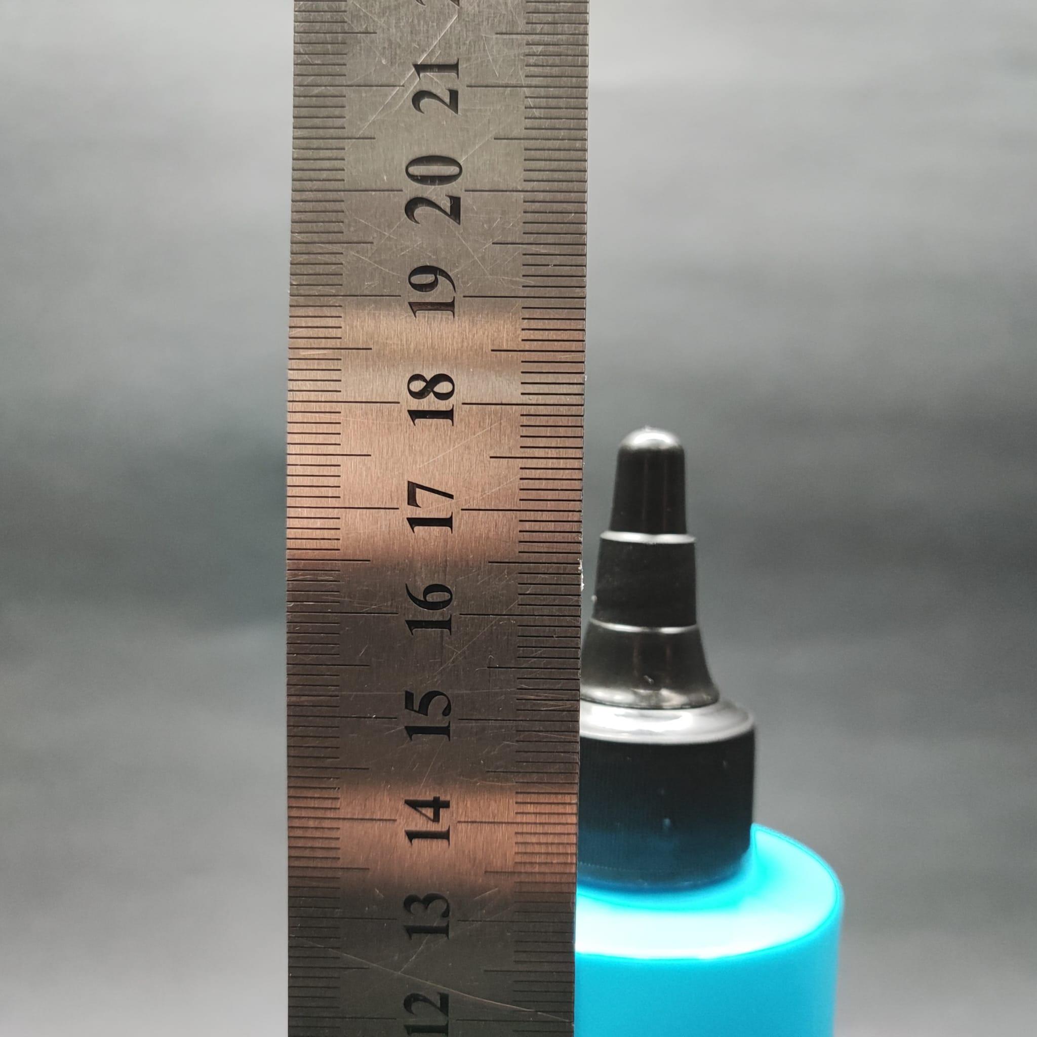 200 CC KÜT BOYUNLU UZUN SİLİNDİR PET ŞİŞE (24 GR) - AKITICI ASANSÖR SİYAH KAPAKLI - 200 ML PLASTİK ŞİŞE - MAVİ