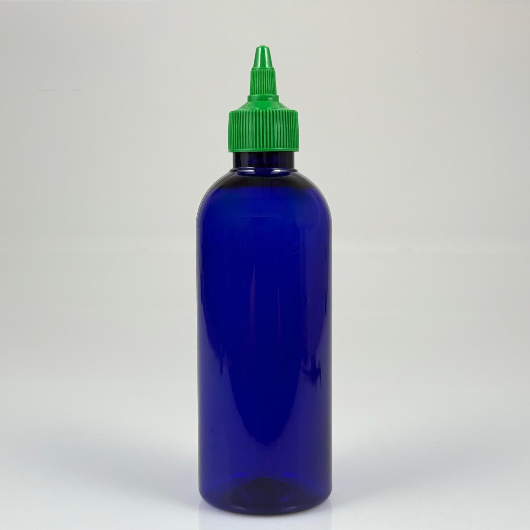 ZEYTİNYAĞI, SOS, ACI SOS, SİRKE, SRIRACHA VB BOŞ ŞİŞELERİ - YEŞİL SİVRİ TWİST AKITICI KAPAK + 400 ML MAVİ PET PLASTİK ŞİŞE TAKIM