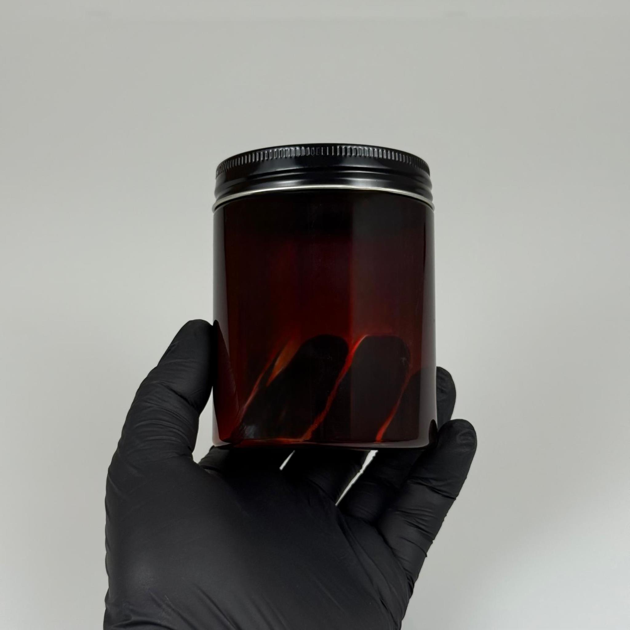 300 ML SERT PET KAVANOZ + SİYAH METAL KAPAK + İÇ TIPA - 300 CC KALIN AMBER PLASTİK KAVANOZ SİYAH METAL KAPAKLI İÇ TIPALI TAKIM - KREM KAVANOZLARI