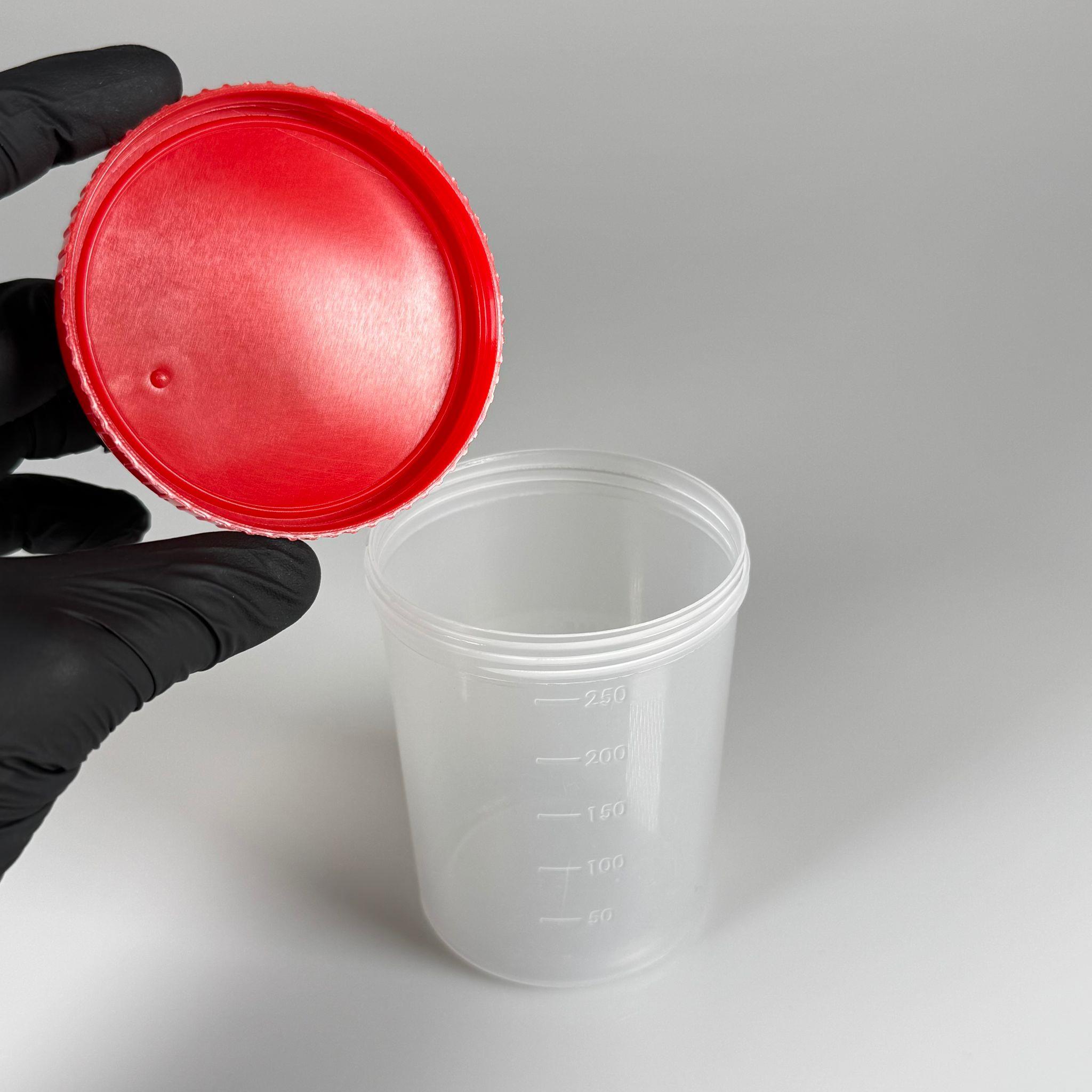 250 CC ŞEFFAF NUMUNE KABI + SIZDIRMAZ KIRMIZI KAPAK - OTEL, LABORATUVAR, YEMEKHANE, RESTORAN. HASTANE VB İÇİN KAVİKA NUMUNE KAVANOZU - GIDAYA UYGUN PAKETLİ ÖRNEK KAVANOZLARI