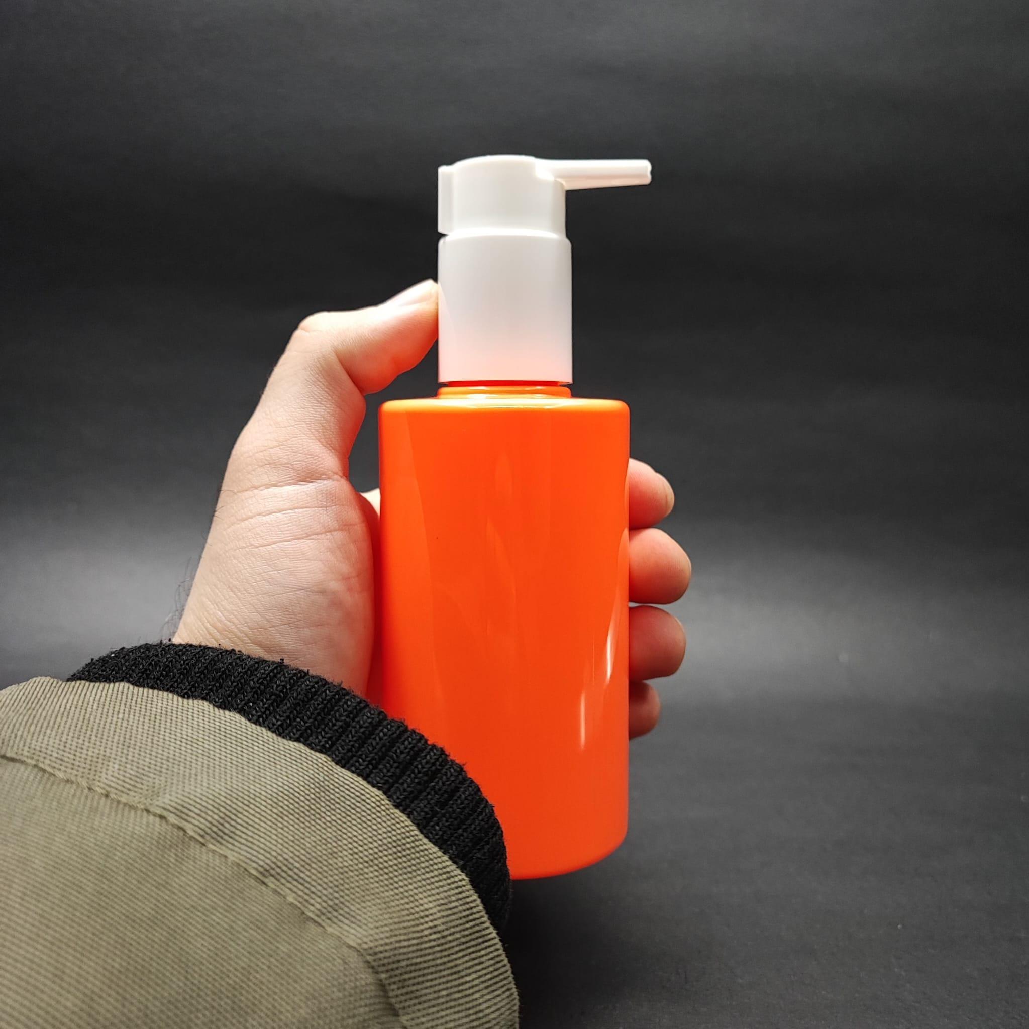 200 CC KÜT BOYUNLU SİLİNDİR PET ŞİŞE (24 GR) - BEYAZ XAVIER LOSYON POMPALI - 200 ML PLASTİK ŞİŞE - TURUNCU