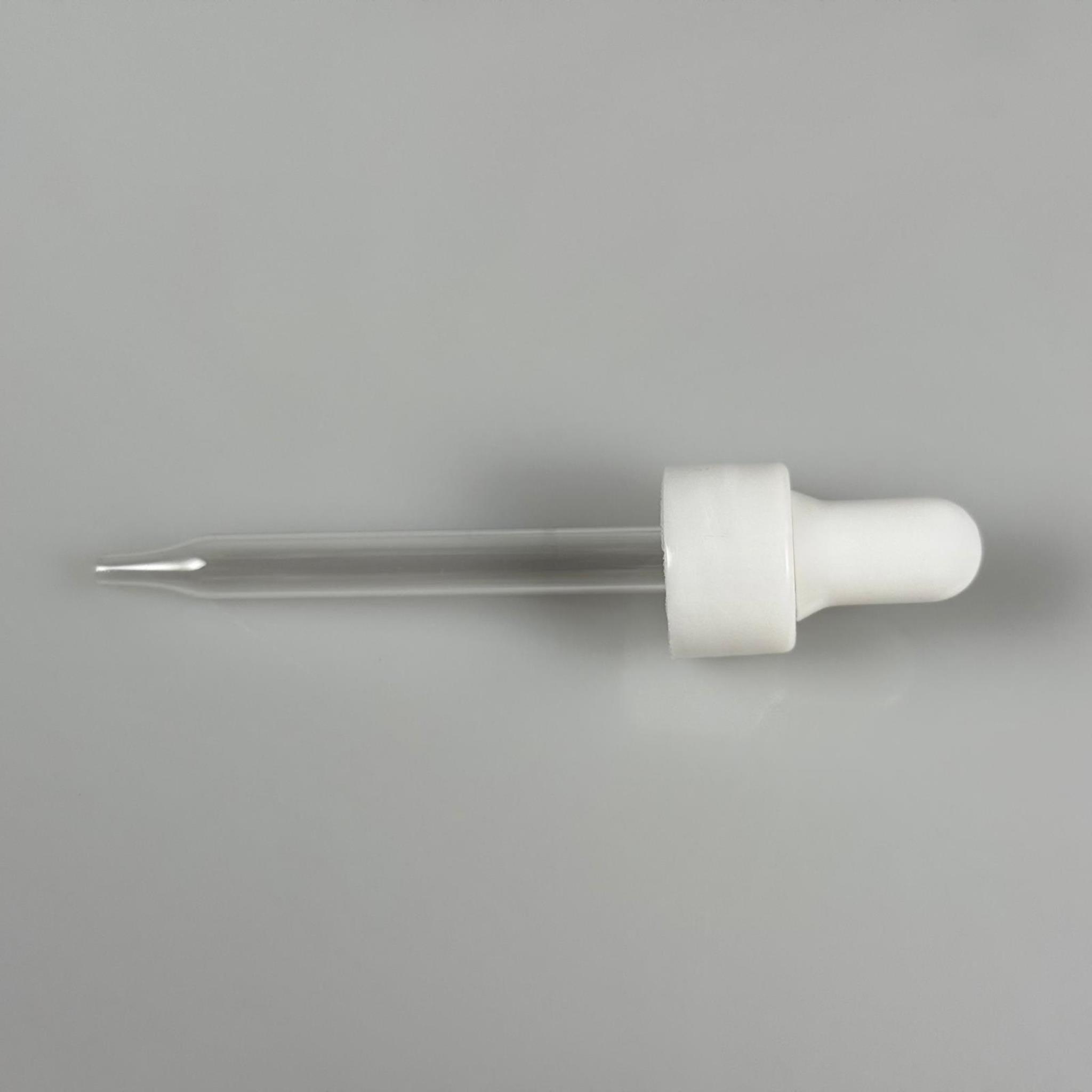 18 MM CAM DAMLALIKLI TAKIM - BEYAZ EMZİK +  DELİKLİ PLASTİK DÜZ BEYAZ KAPAK + 76 MM SİVRİ ( UCU İNCE ) CAM PİPET